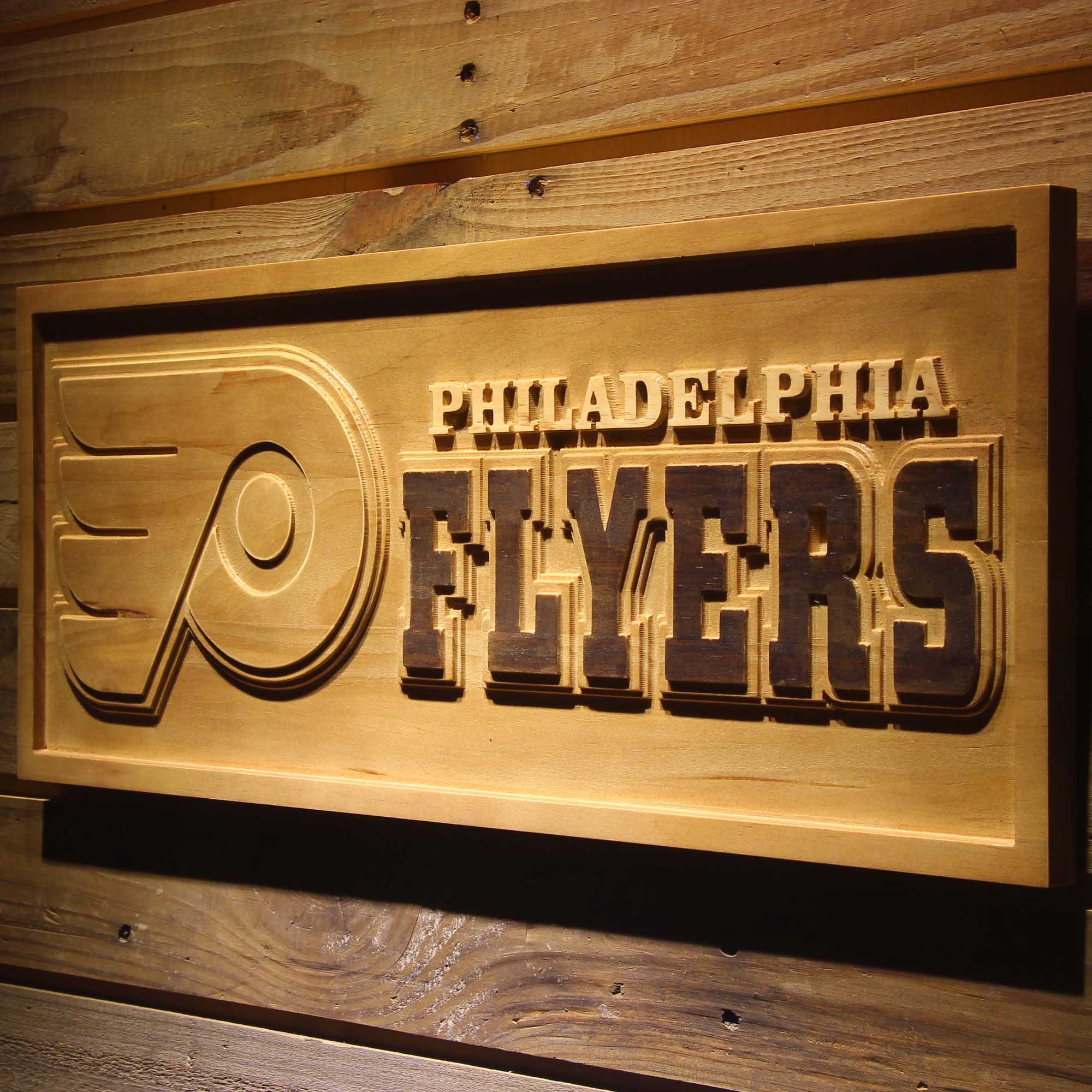 Philadelphia Flyers Hockey Man Cave Sport 3D Wooden Engrave Sign