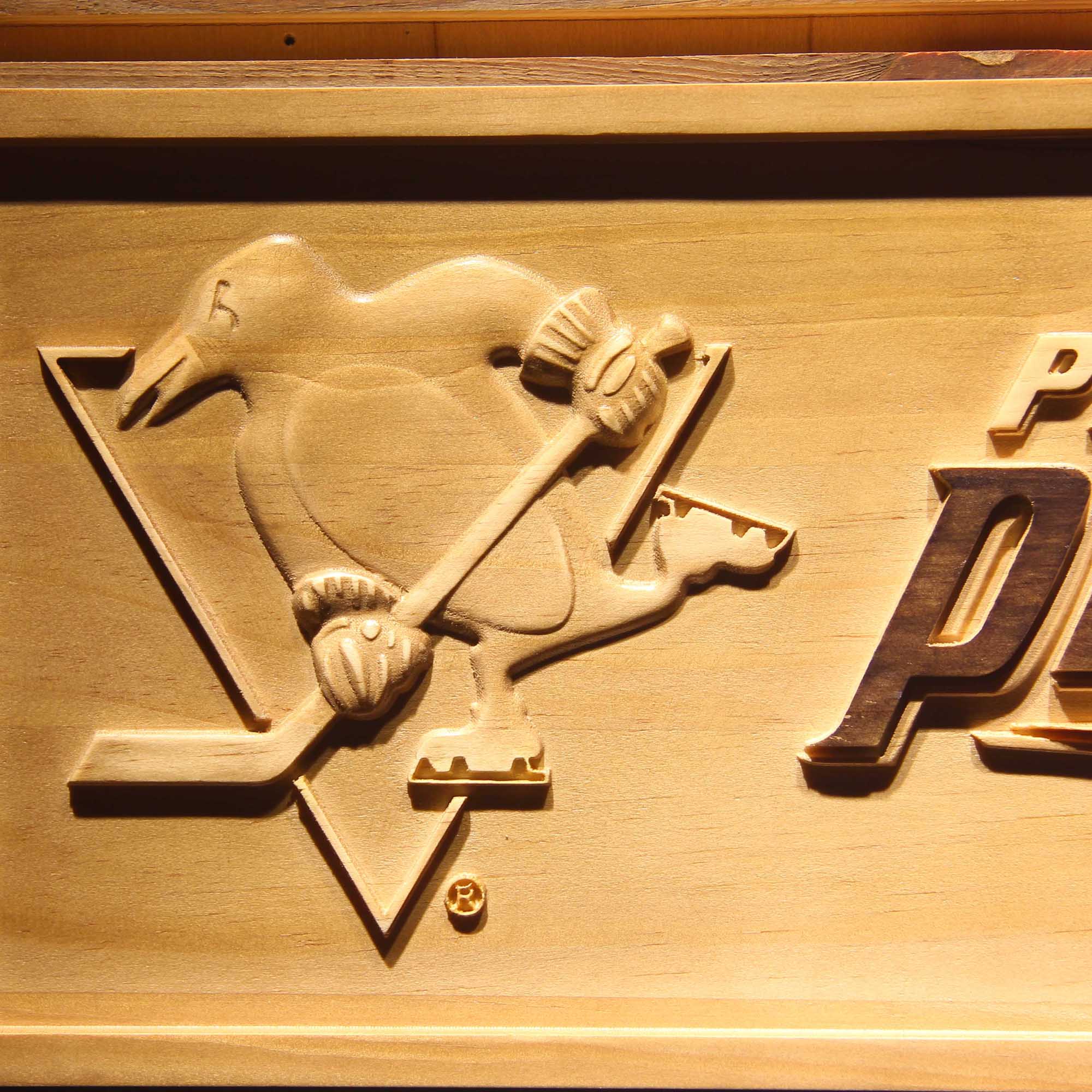 Pittsburgh Penguins Hockey Man Cave Sport 3D Wooden Engrave Sign