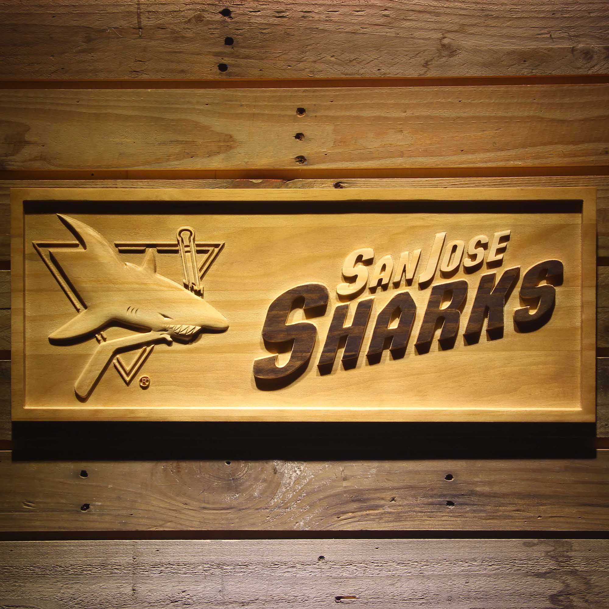 San Jose Sharks Hockey Man Cave Sport 3D Wooden Engrave Sign