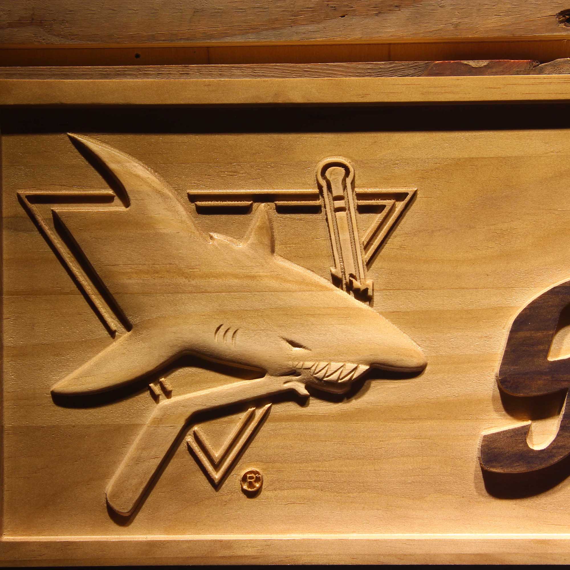 San Jose Sharks Hockey Man Cave Sport 3D Wooden Engrave Sign