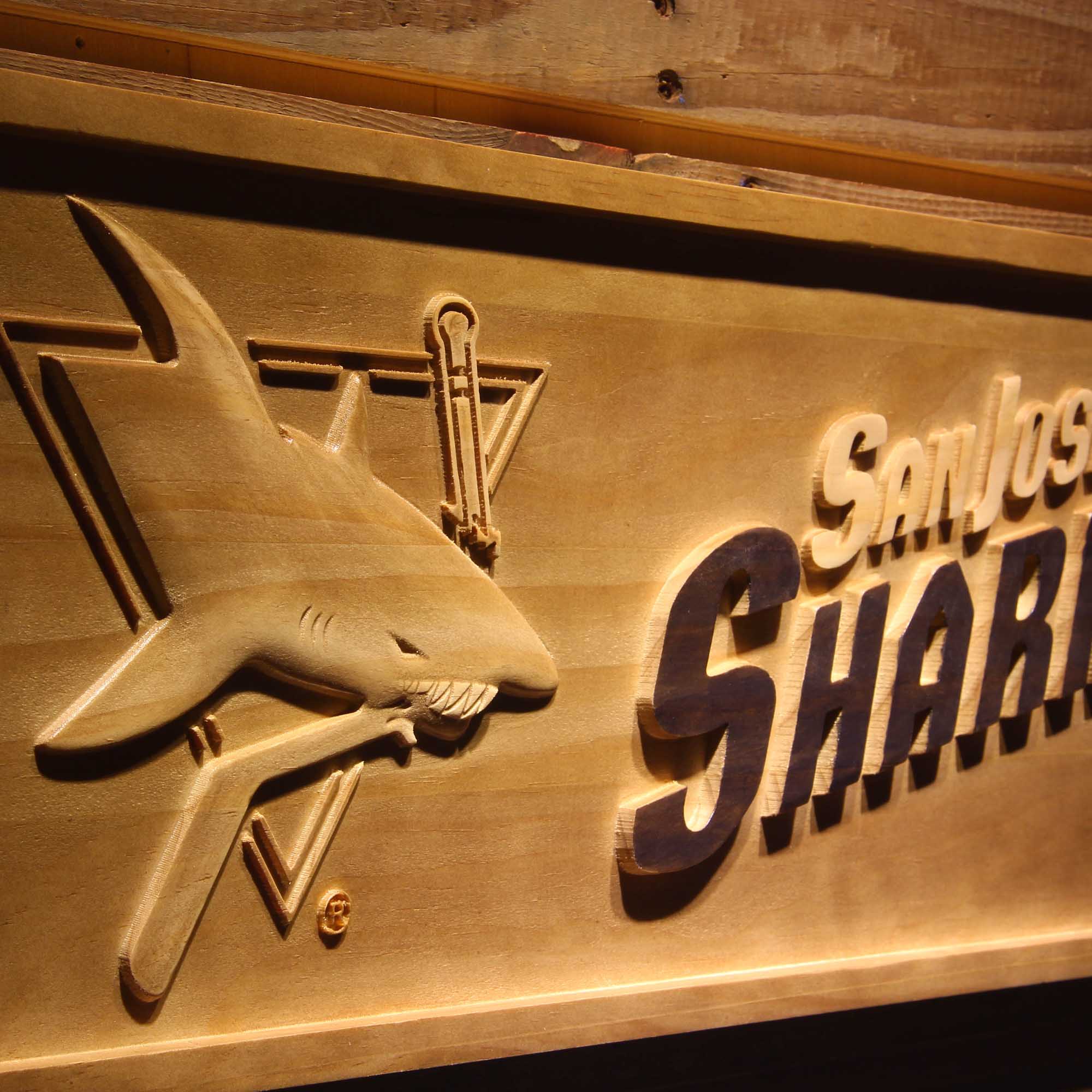 San Jose Sharks Hockey Man Cave Sport 3D Wooden Engrave Sign