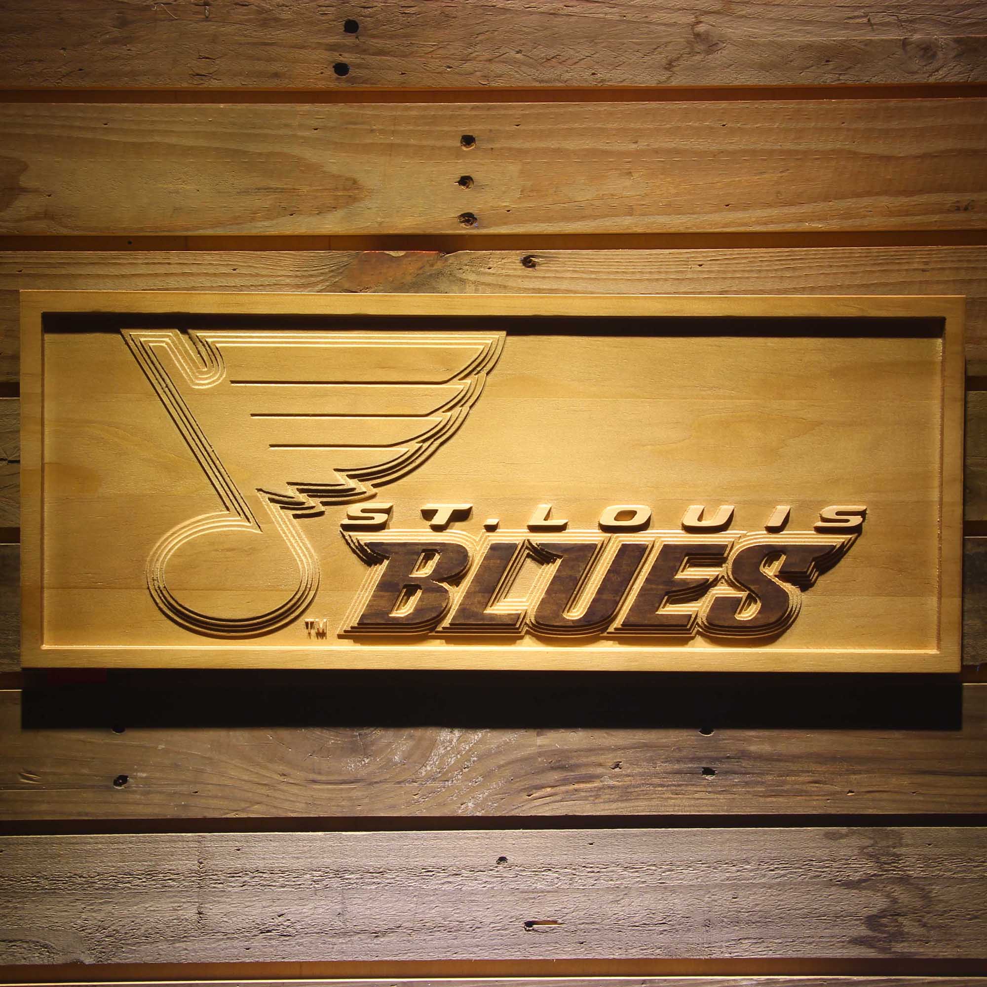 St. Louis Blues Hockey Man Cave Sport 3D Wooden Engrave Sign