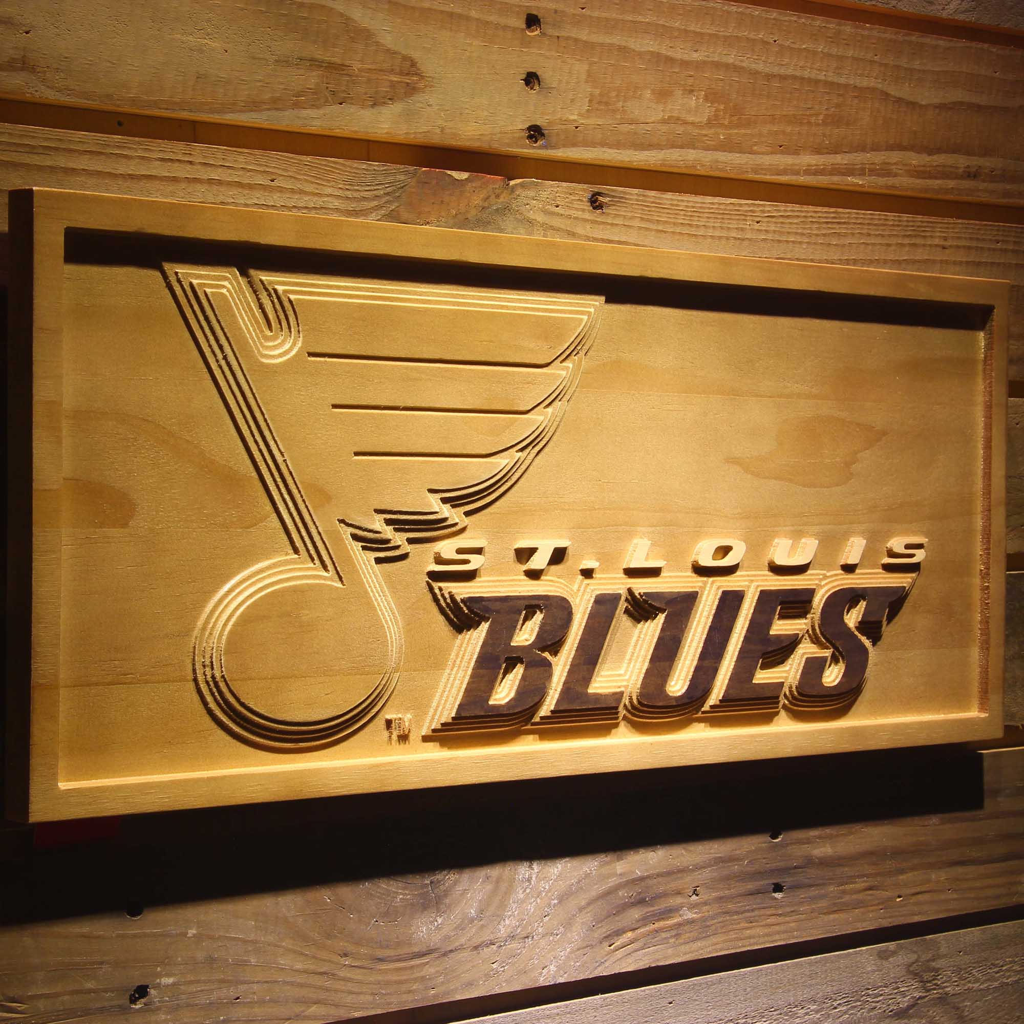 St. Louis Blues Hockey Man Cave Sport 3D Wooden Engrave Sign