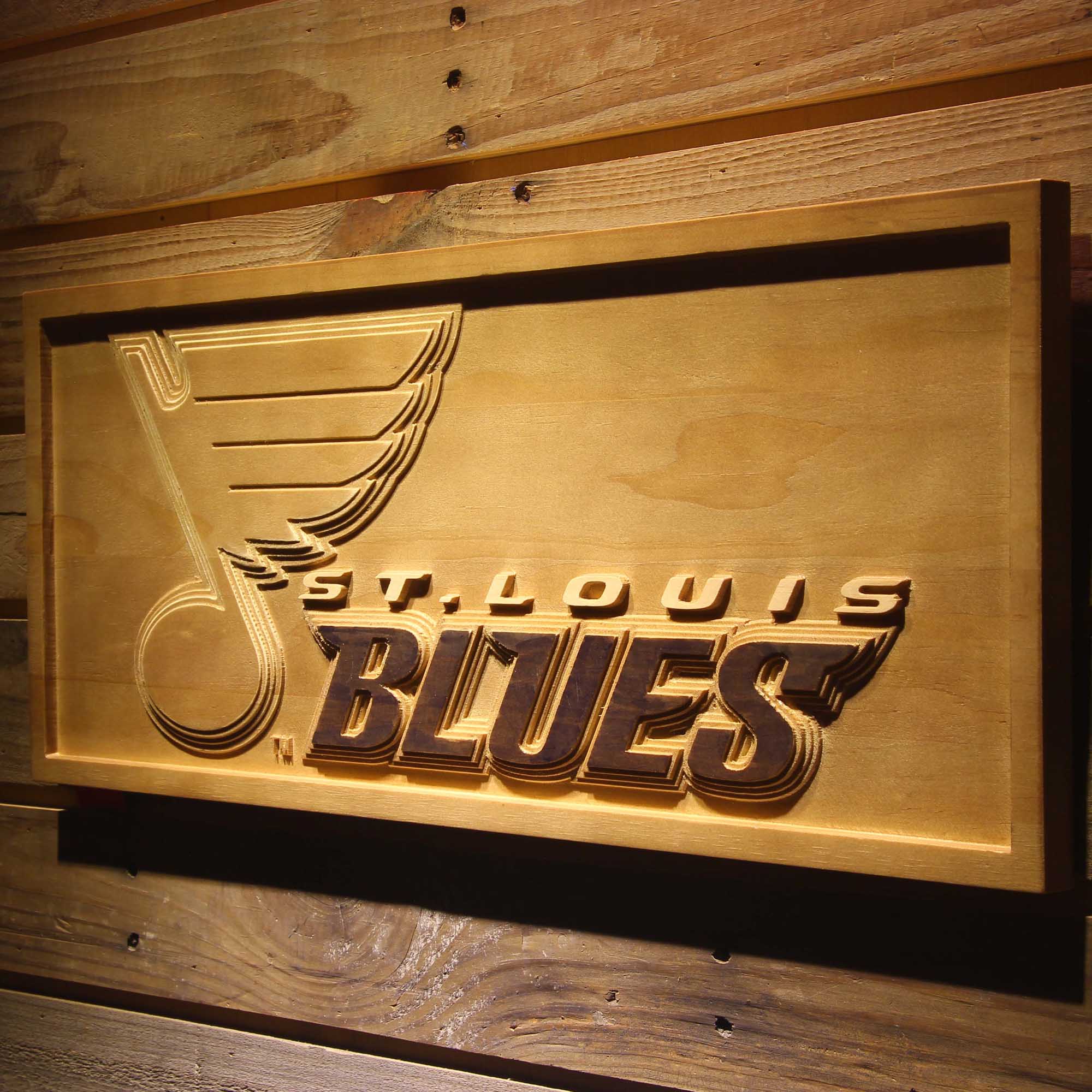 St. Louis Blues Hockey Man Cave Sport 3D Wooden Engrave Sign