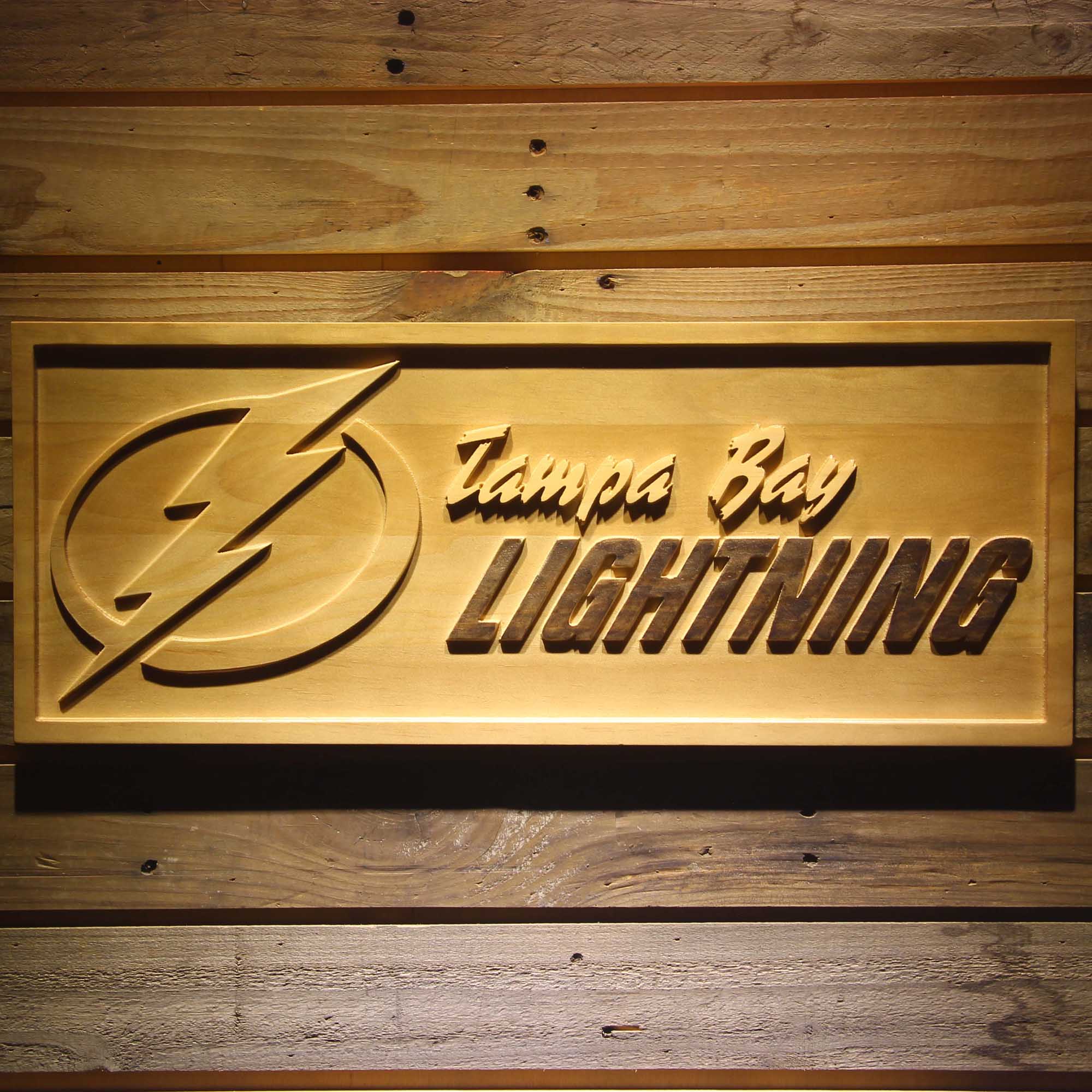 Tampa Bay Lightning Hockey Man Cave Sport 3D Wooden Engrave Sign