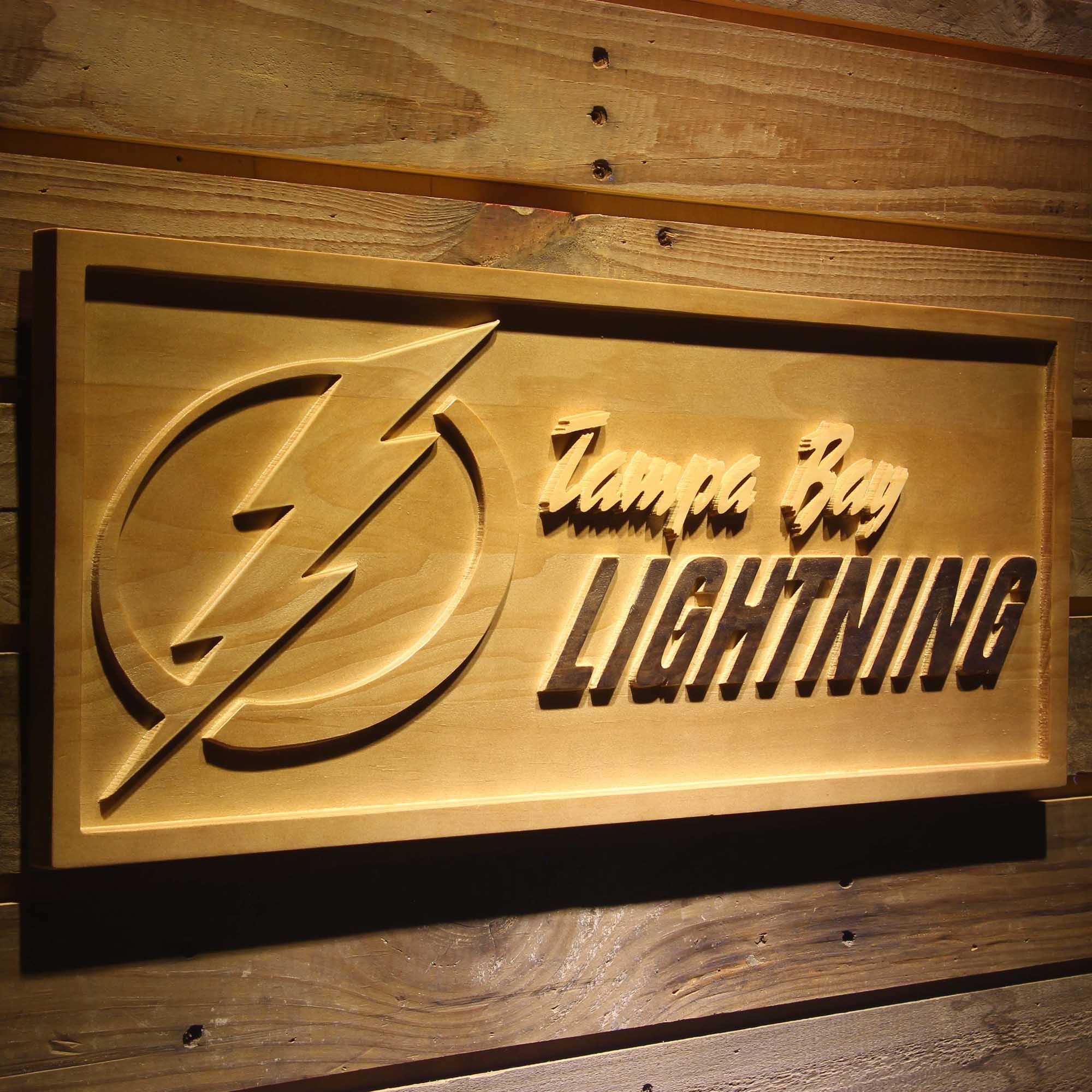 Tampa Bay Lightning Hockey Man Cave Sport 3D Wooden Engrave Sign