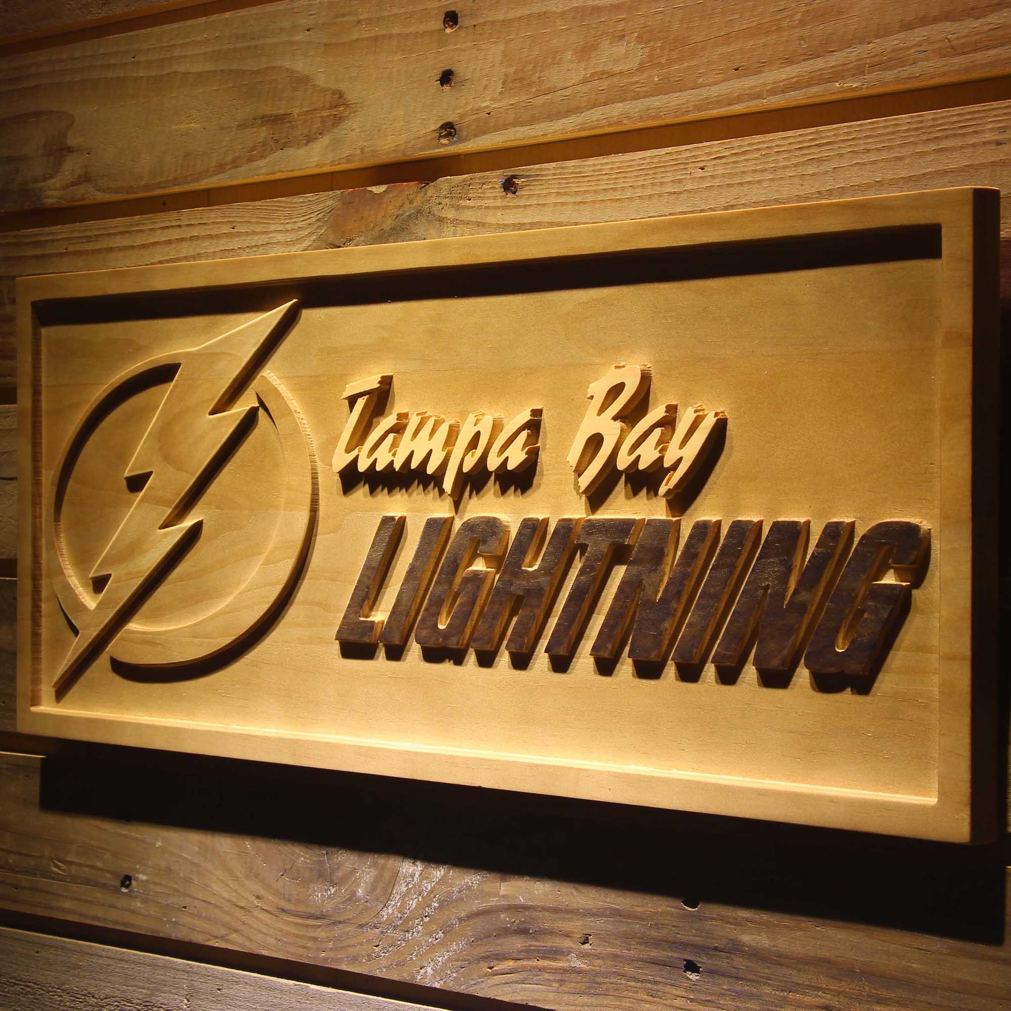 Tampa Bay Lightning Hockey Man Cave Sport 3D Wooden Engrave Sign