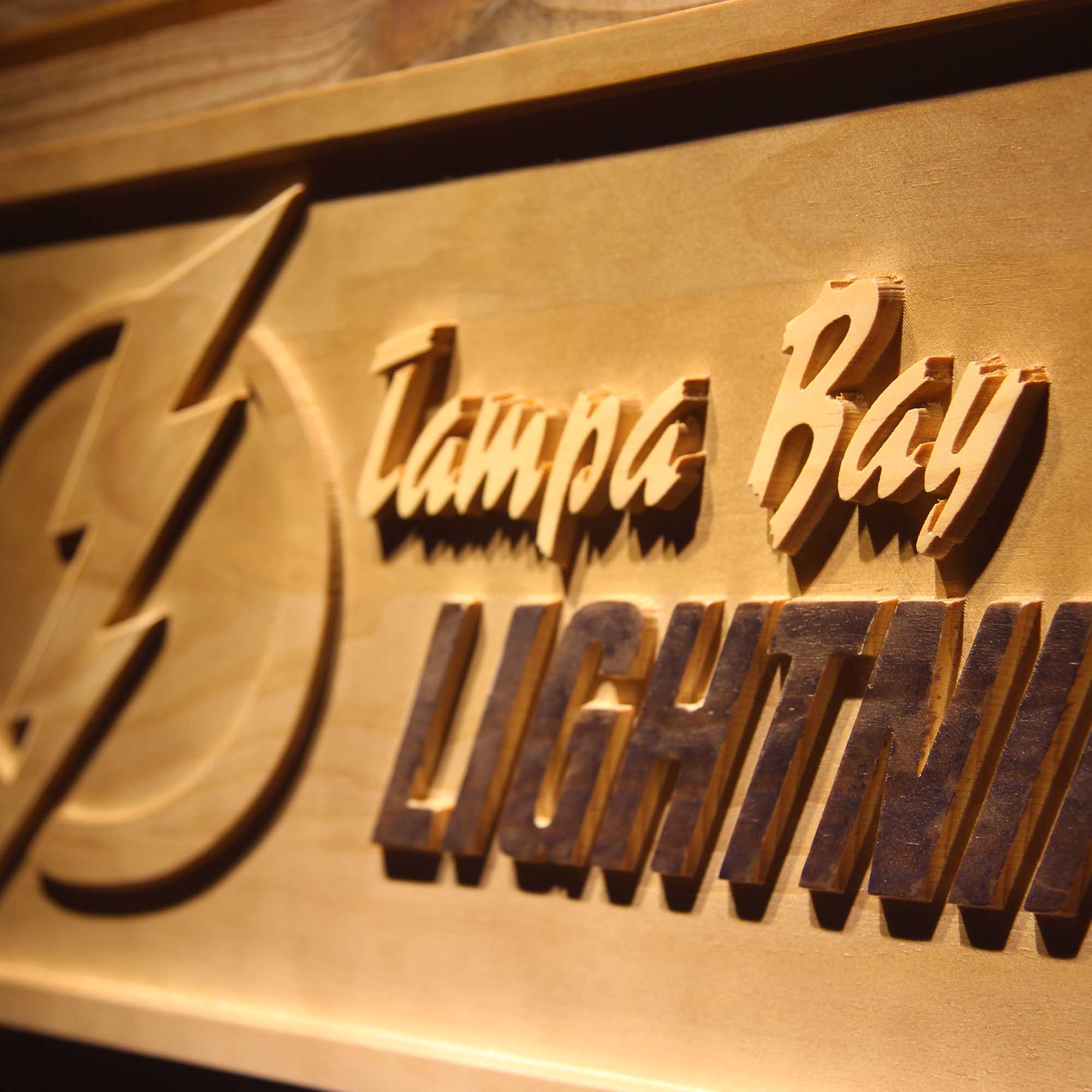 Tampa Bay Lightning Hockey Man Cave Sport 3D Wooden Engrave Sign