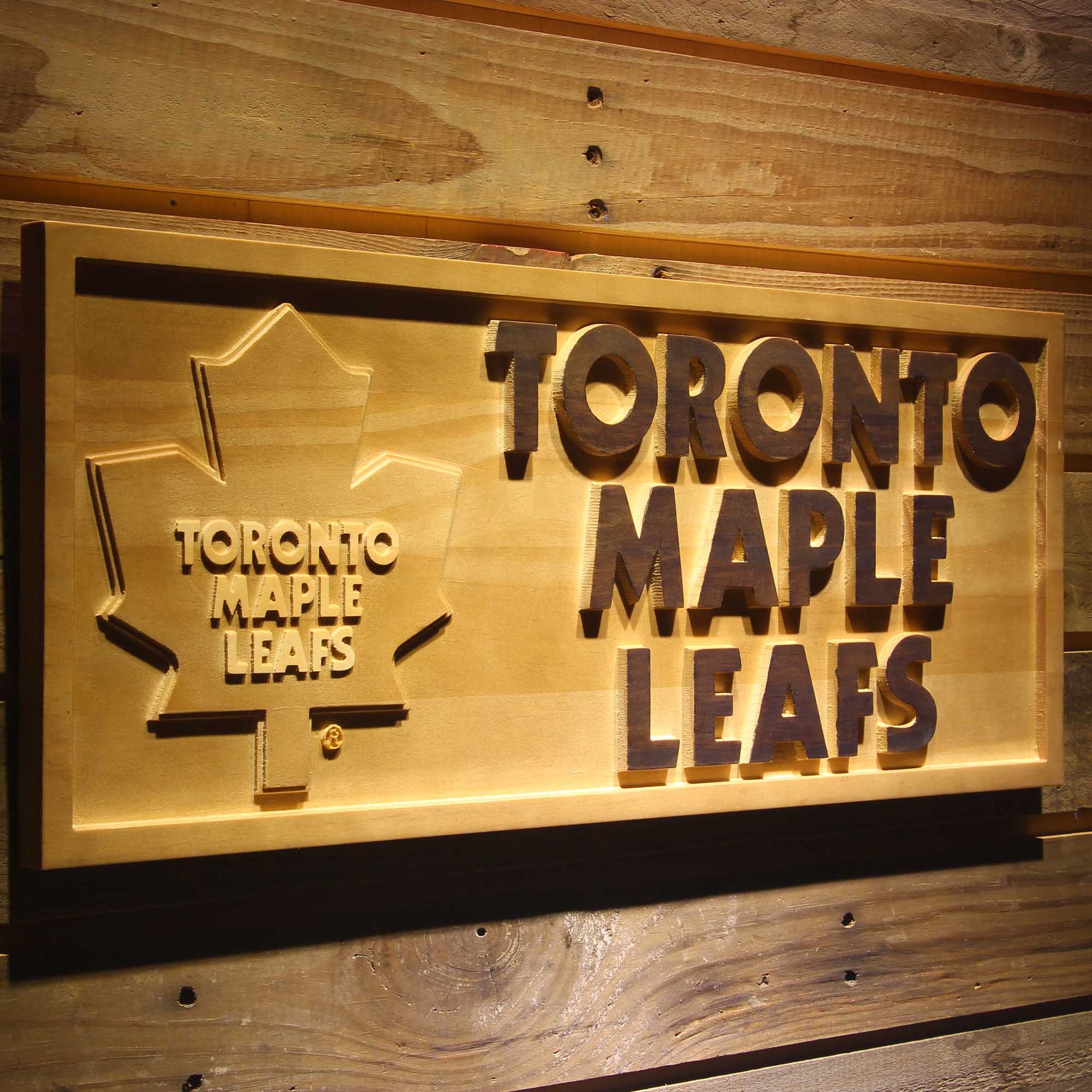 Toronto Maple Leafs Hockey Man Cave Sport 3D Wooden Engrave Sign