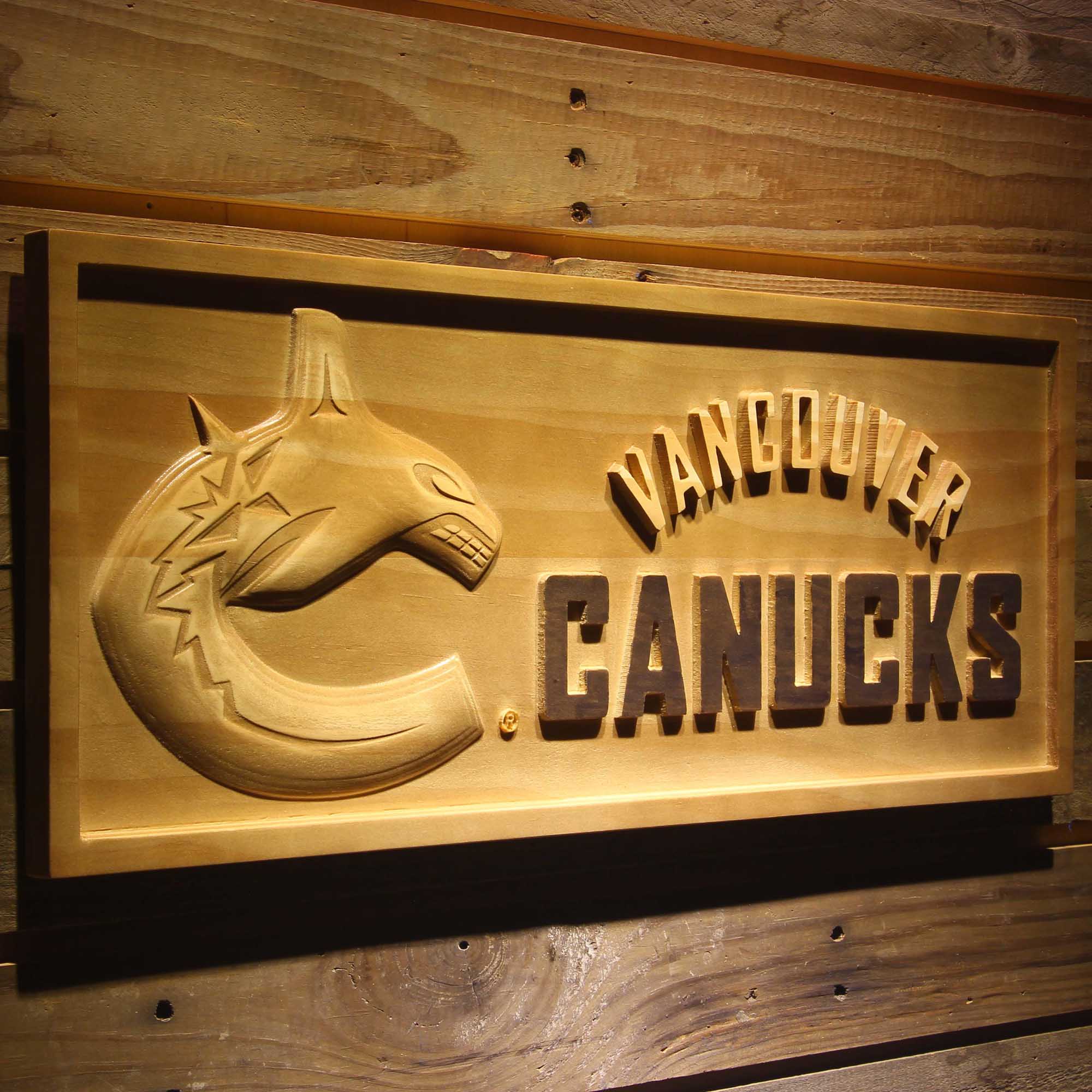 Vancouver Canucks Hockey Man Cave Sport 3D Wooden Engrave Sign