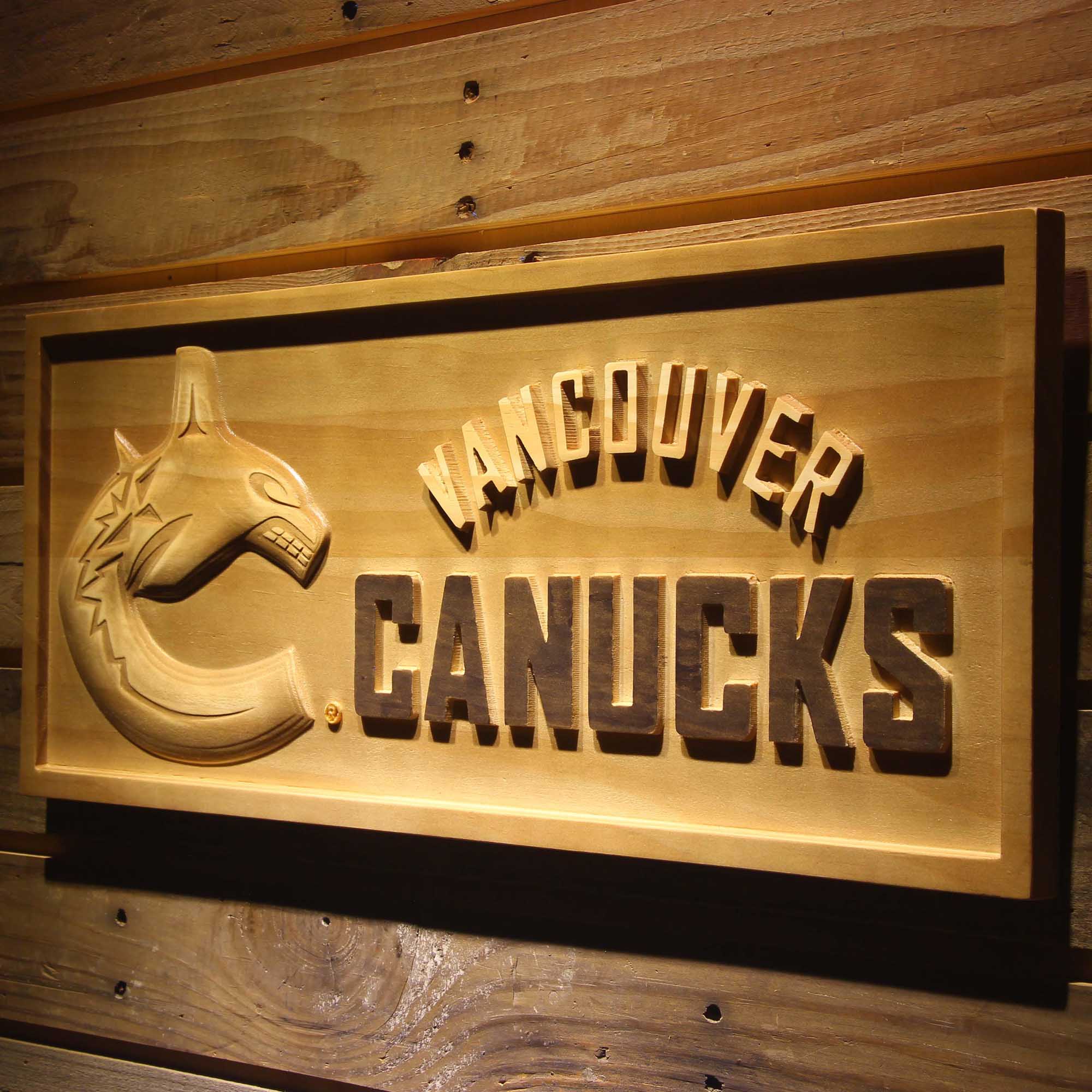 Vancouver Canucks Hockey Man Cave Sport 3D Wooden Engrave Sign