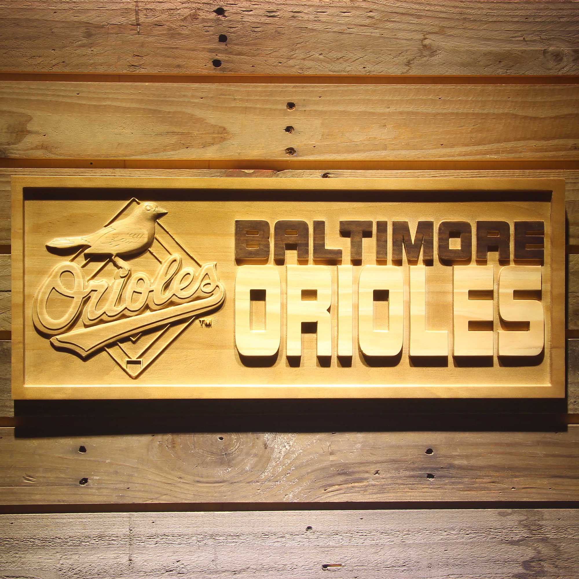 Baltimore Orioles 3D Wooden Engrave Sign