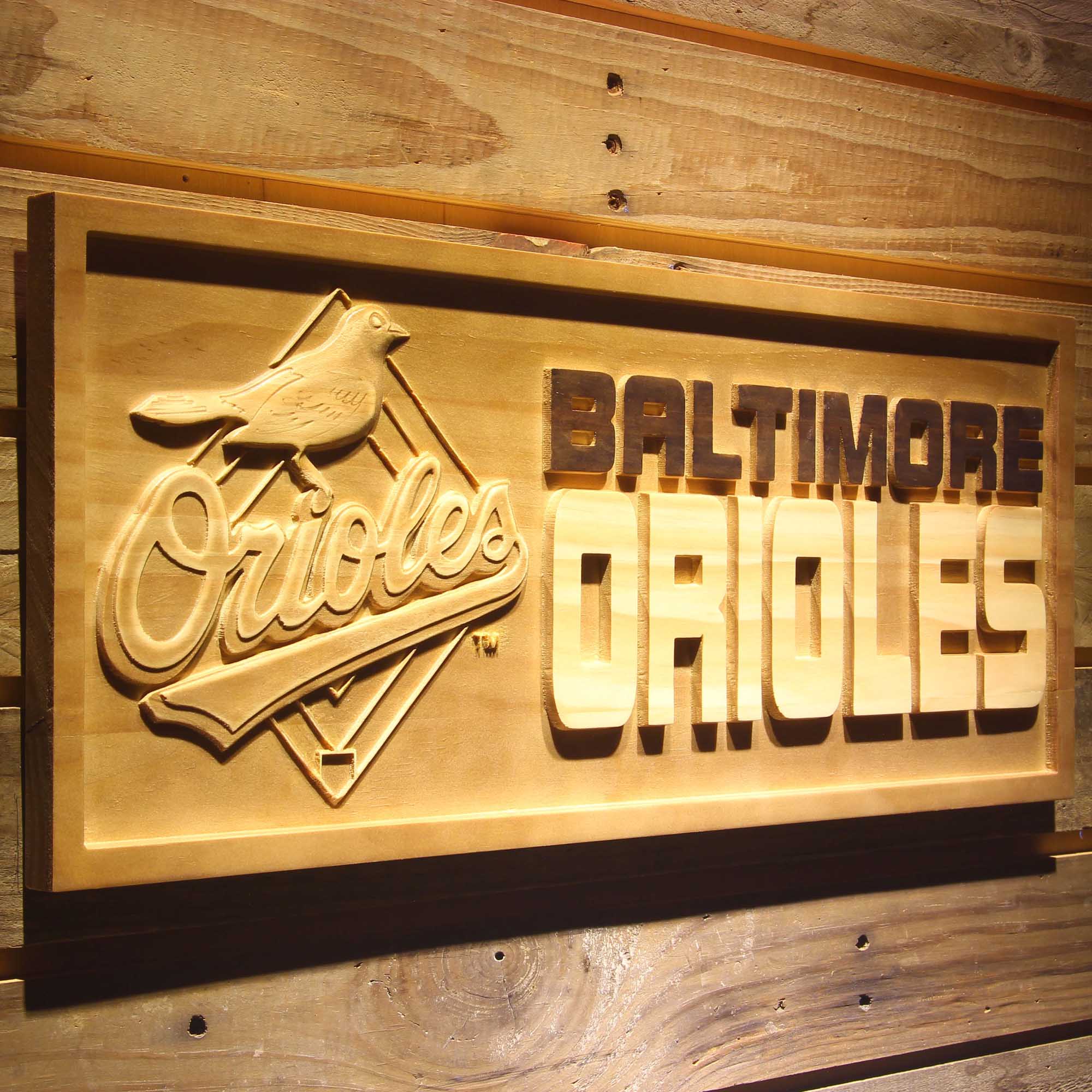 Baltimore Orioles 3D Wooden Engrave Sign