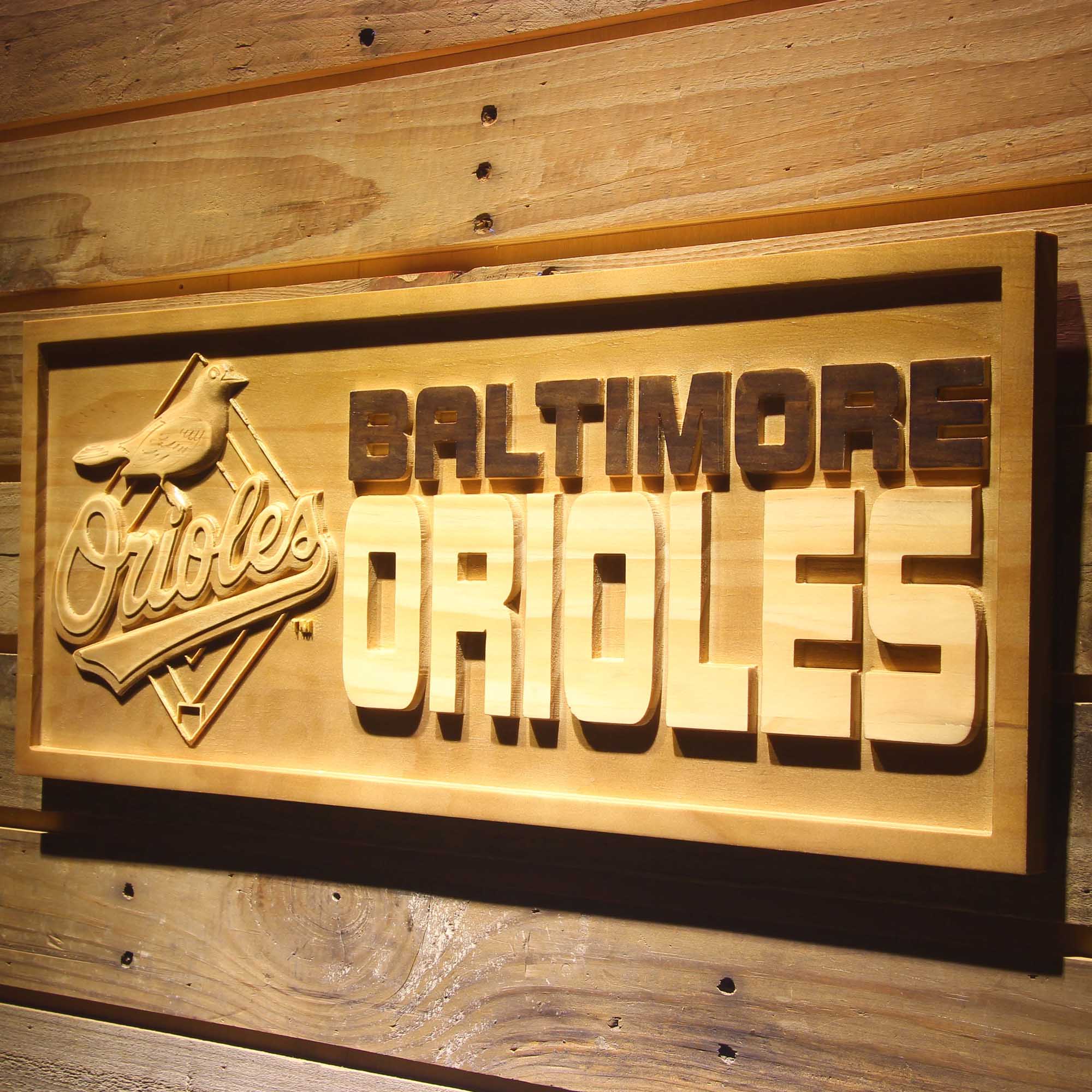 Baltimore Orioles 3D Wooden Engrave Sign