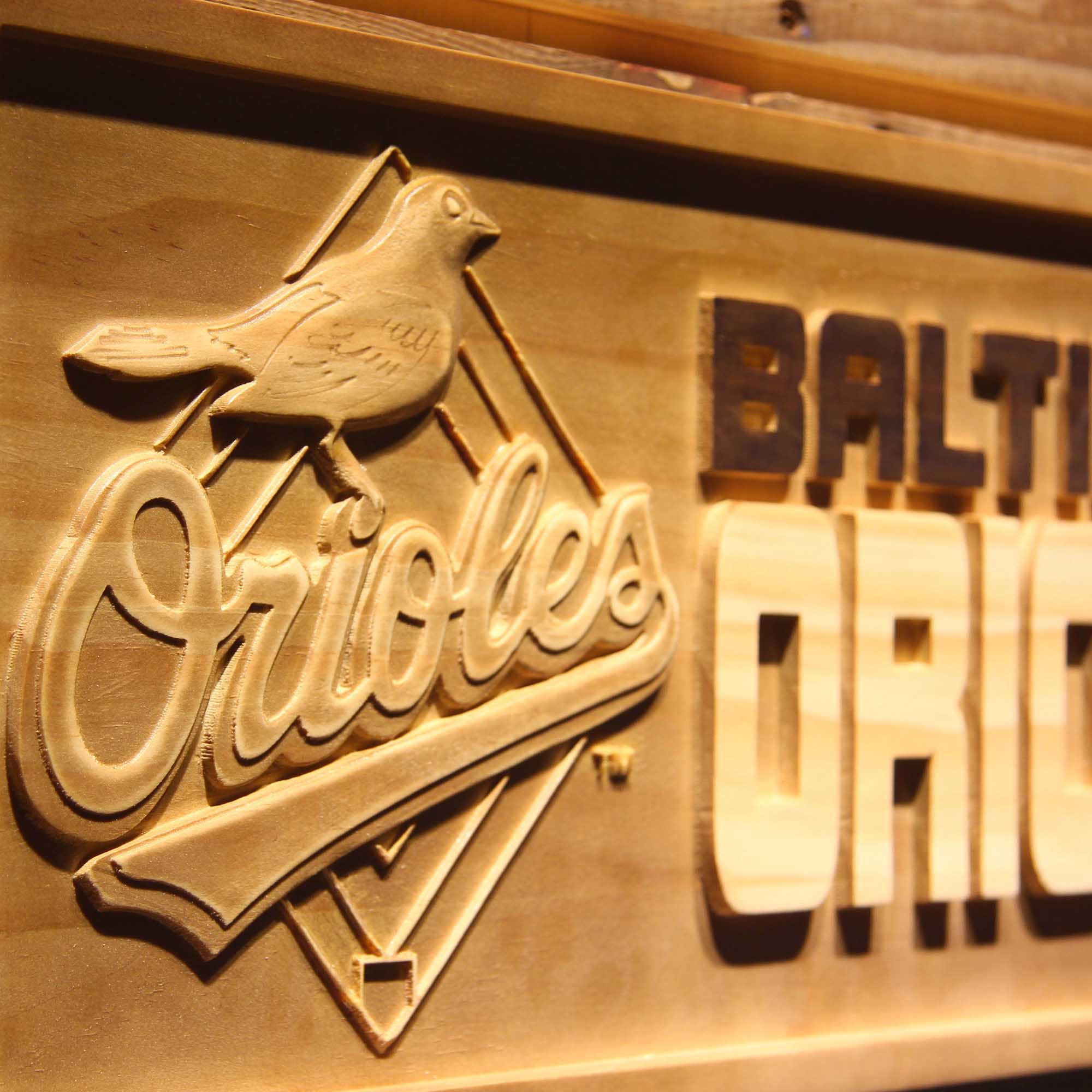 Baltimore Orioles 3D Wooden Engrave Sign