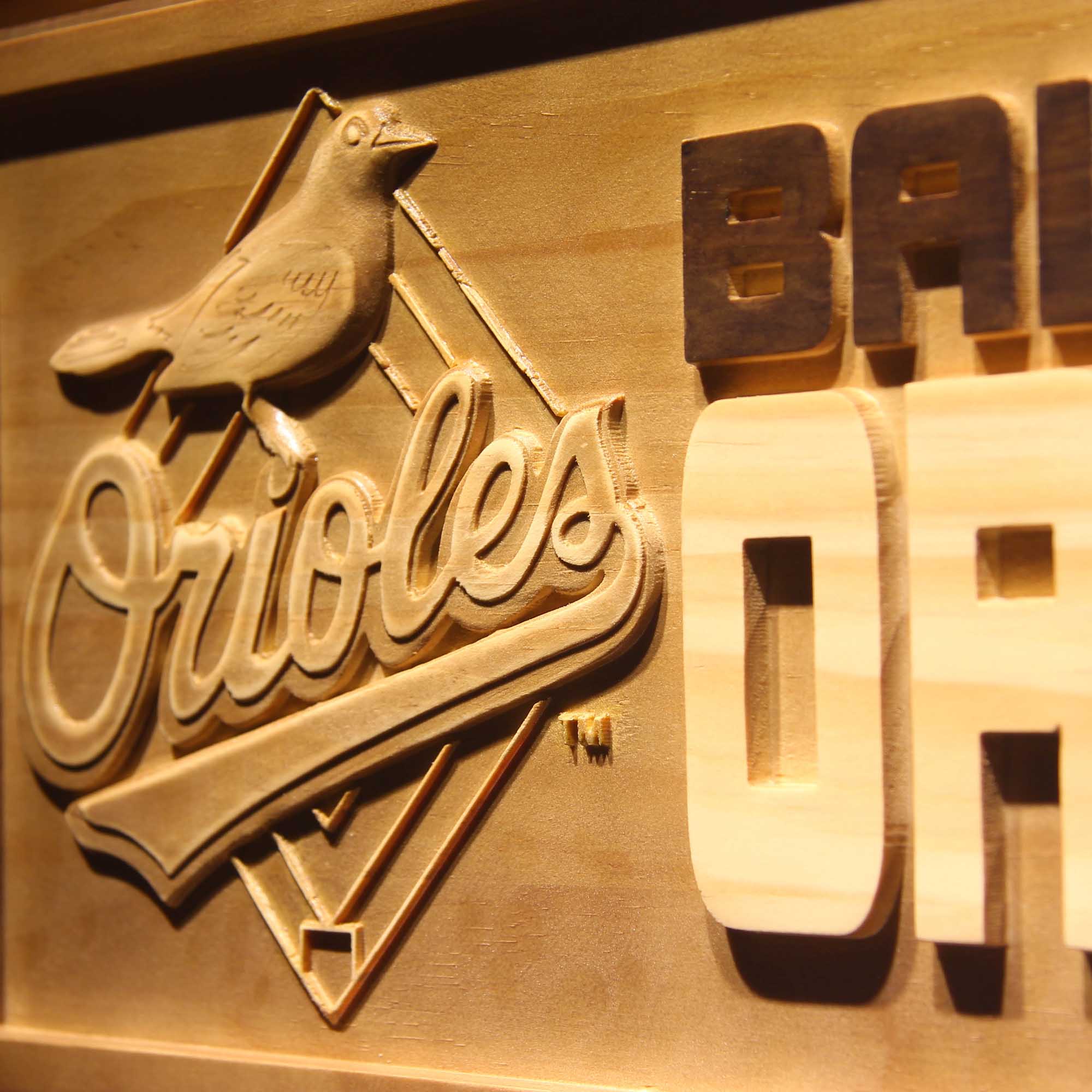 Baltimore Orioles 3D Wooden Engrave Sign