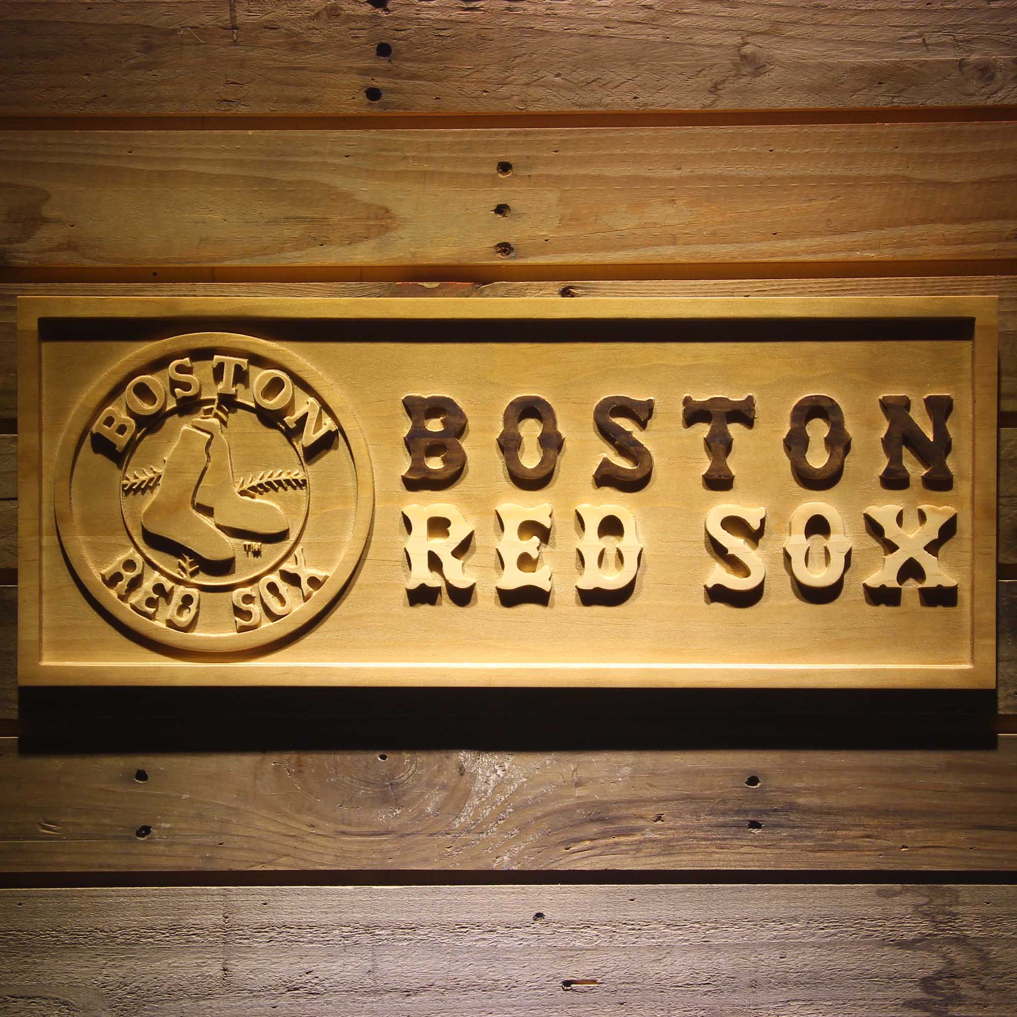 Boston Red Sox 3D Wooden Engrave Sign