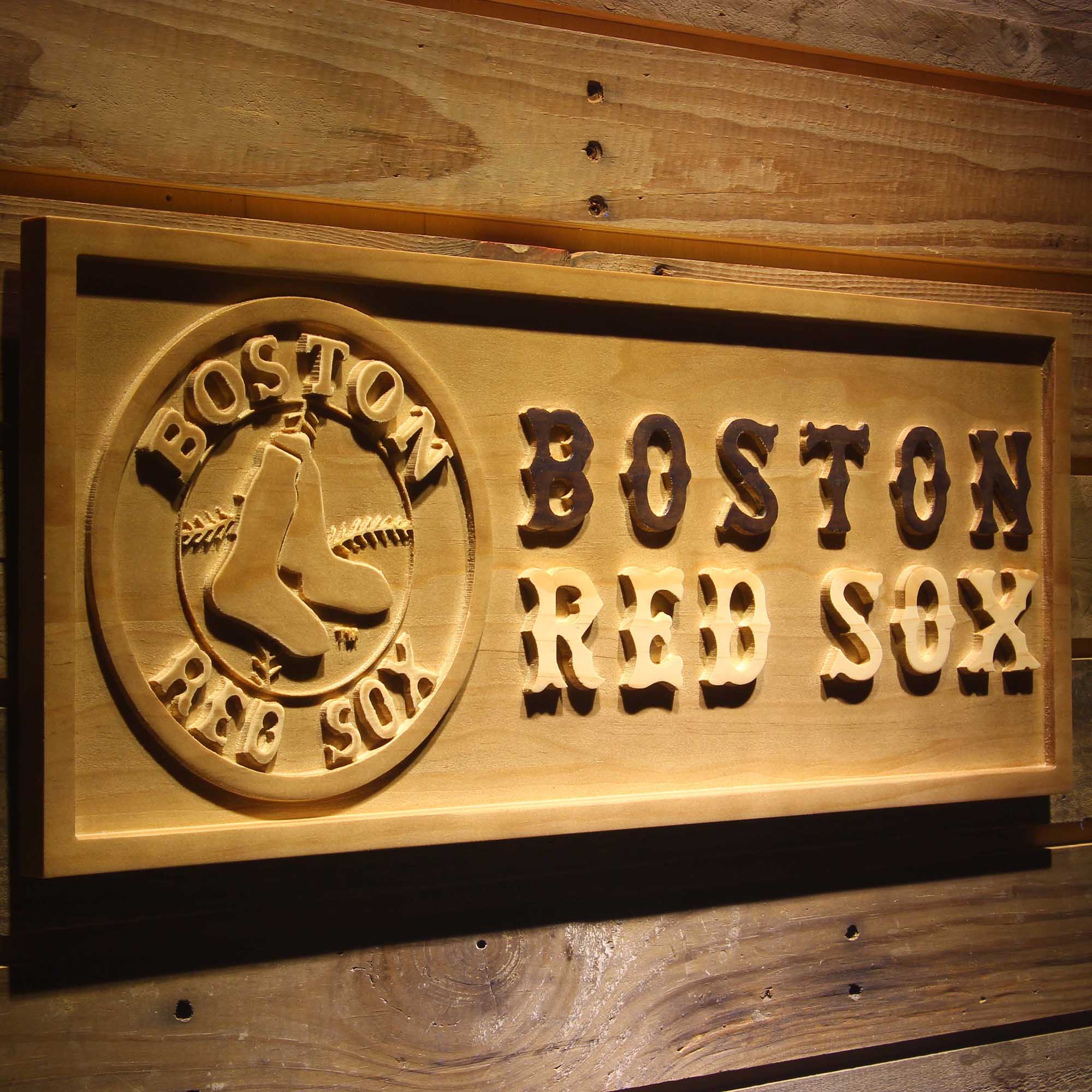 Boston Red Sox 3D Wooden Engrave Sign