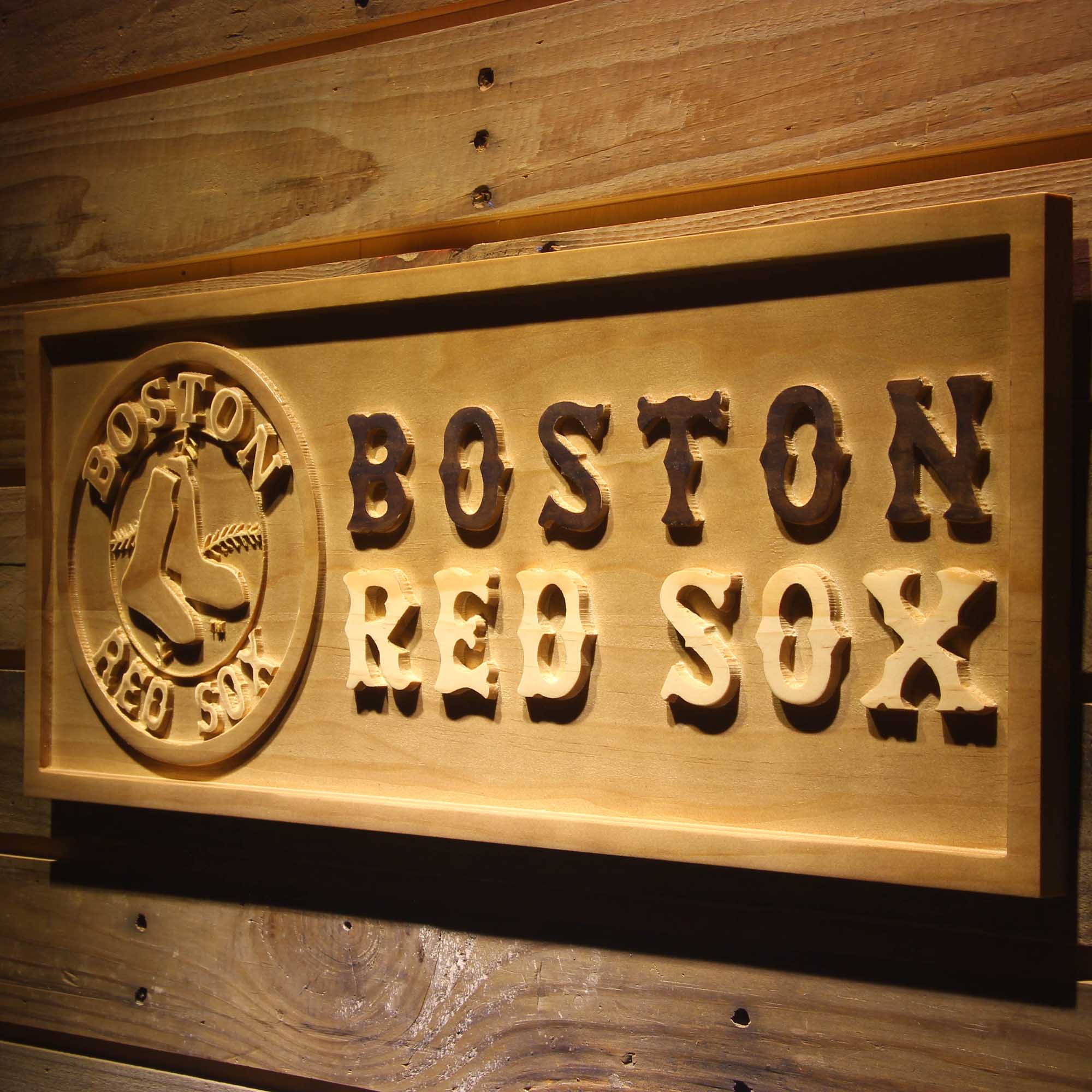 Boston Red Sox 3D Wooden Engrave Sign