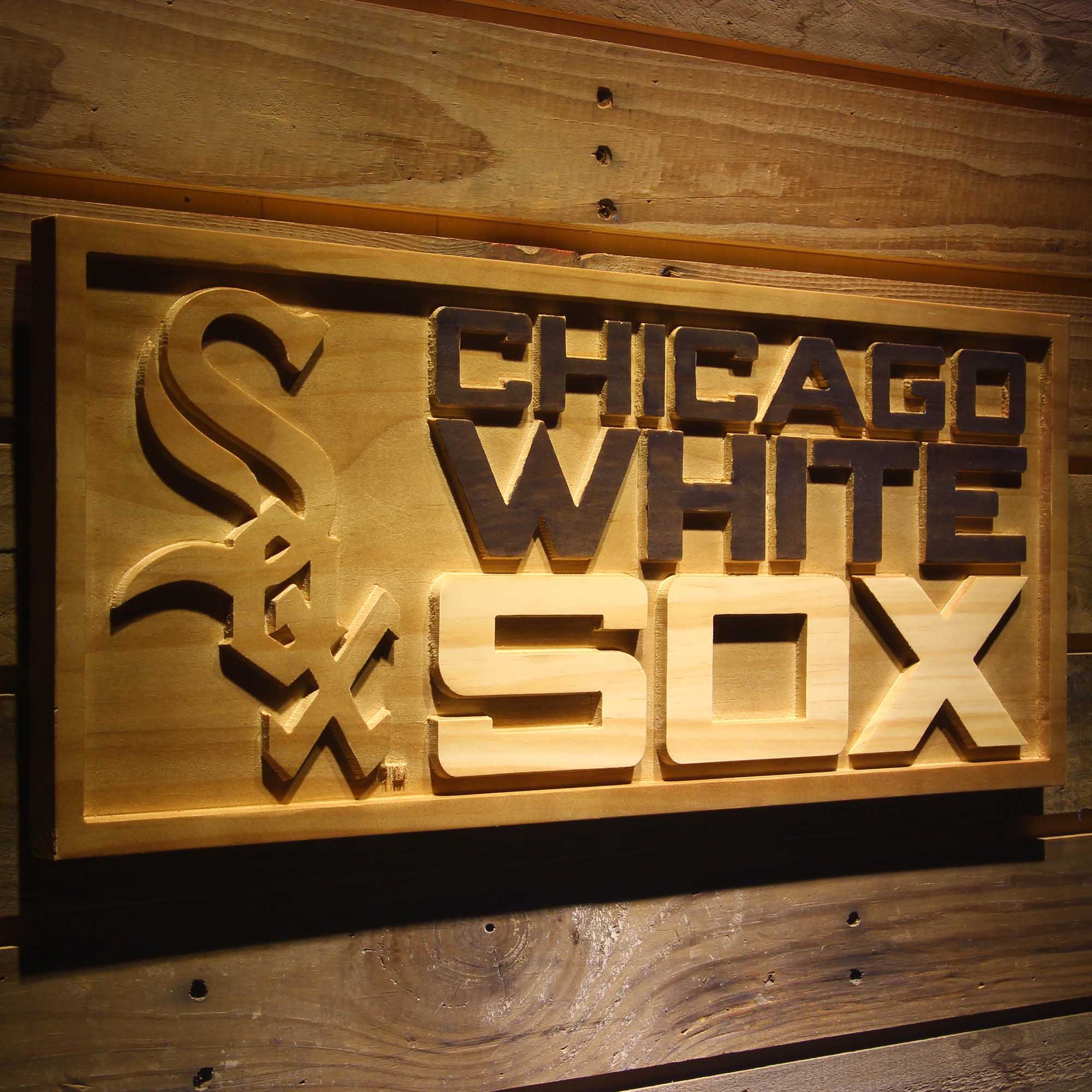 Chicago Cubs 3D Wooden Engrave Sign