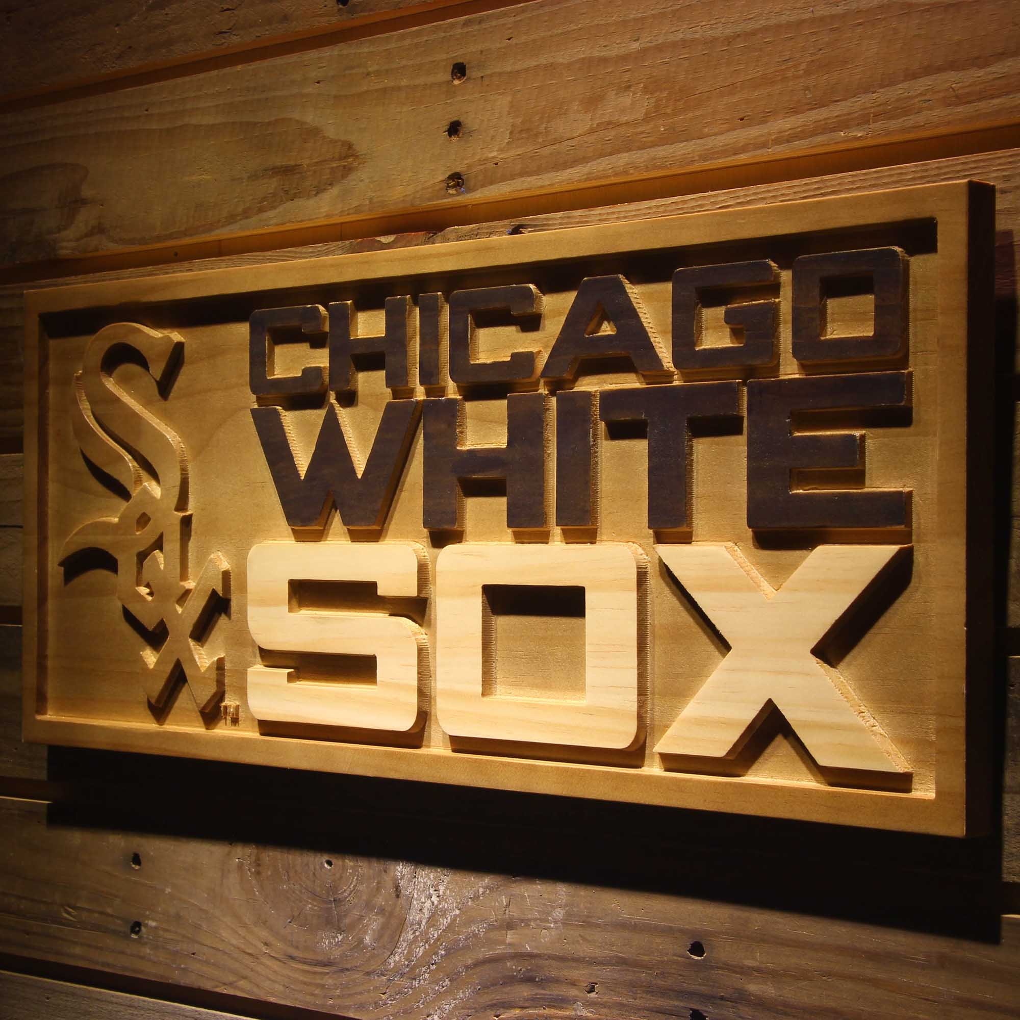 Chicago Cubs 3D Wooden Engrave Sign