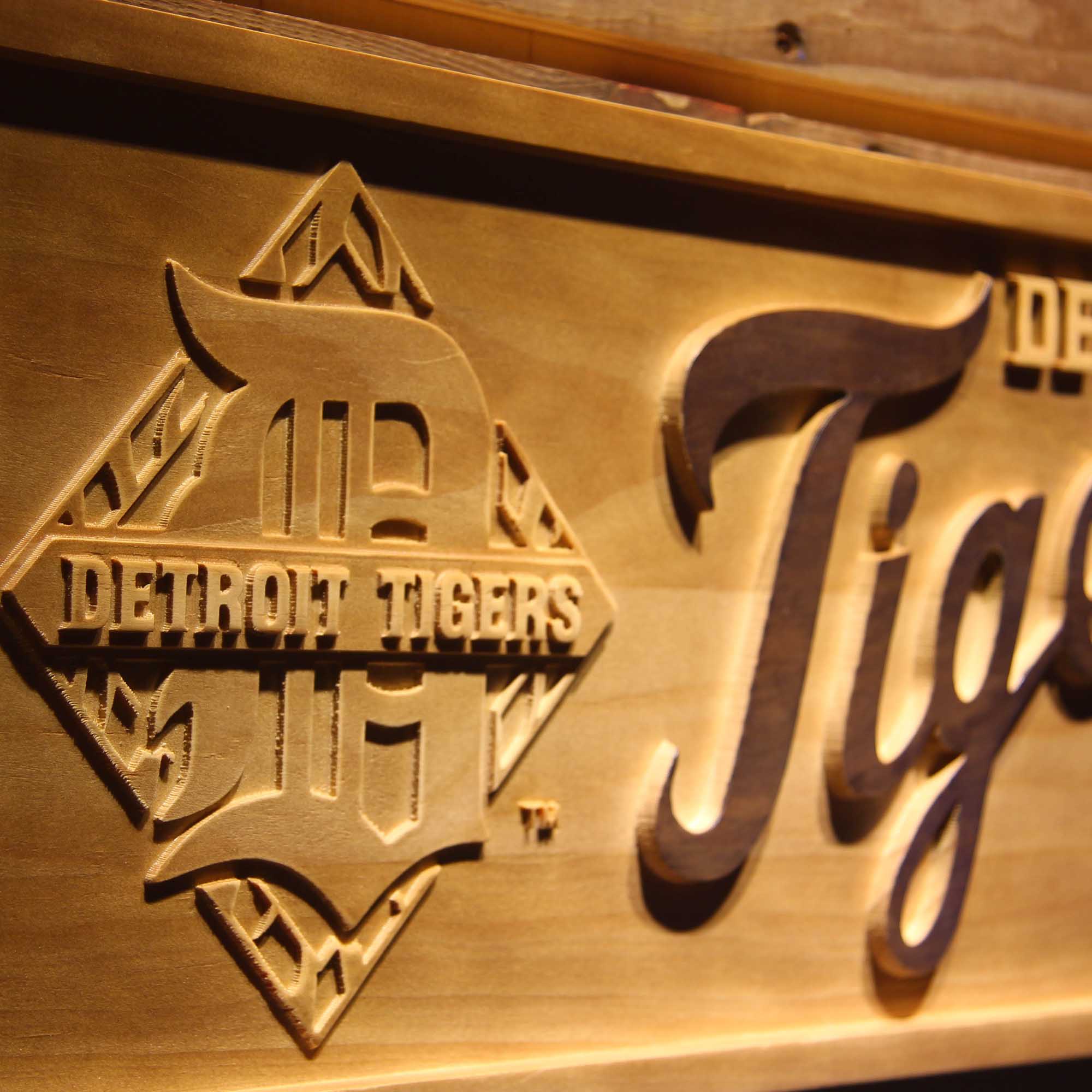 Detroit Tigers 3D Wooden Engrave Sign
