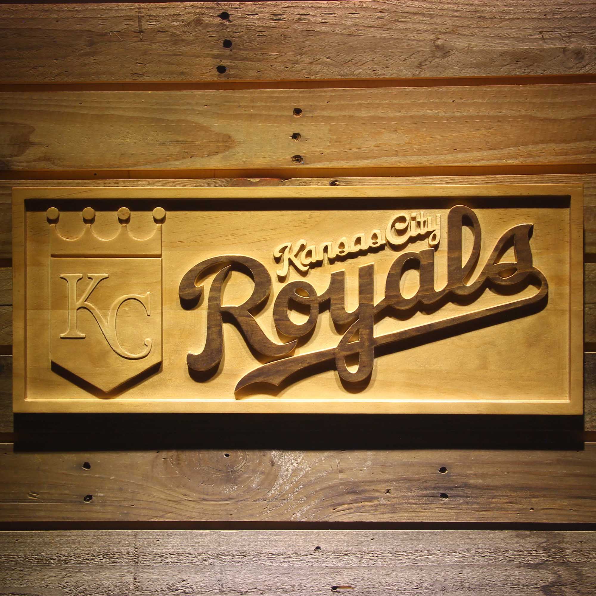 Kansas City Royals 3D Wooden Engrave Sign