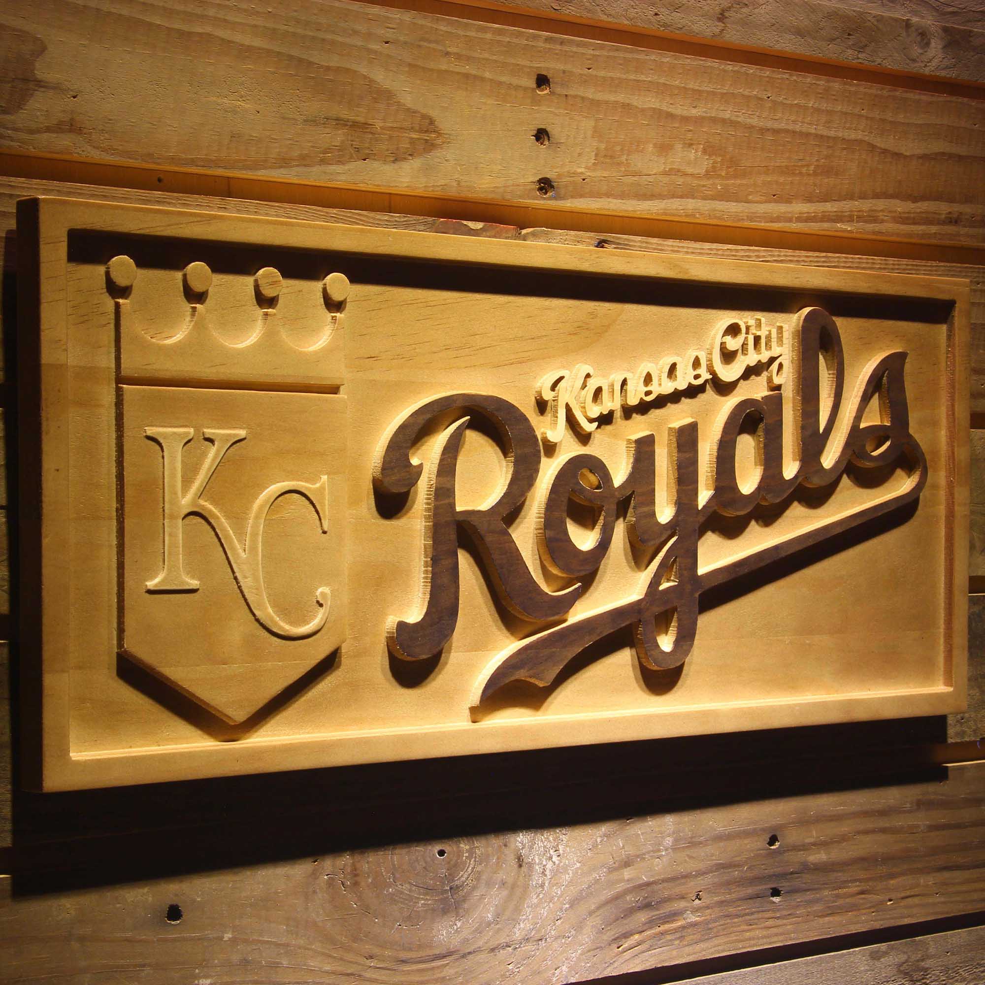 Kansas City Royals 3D Wooden Engrave Sign