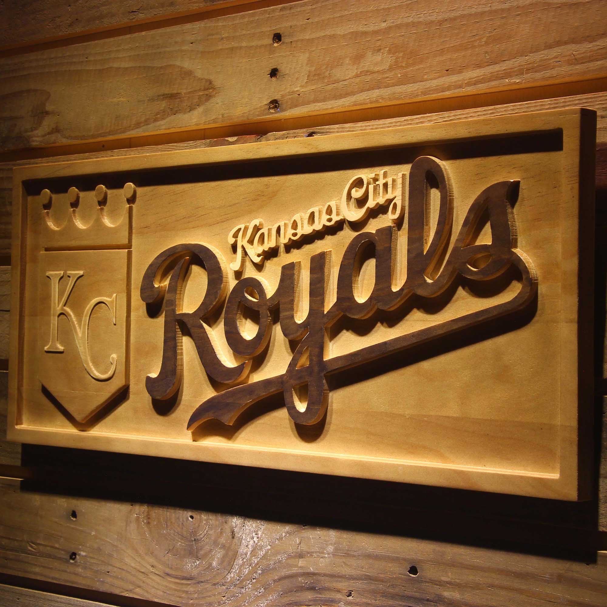 Kansas City Royals 3D Wooden Engrave Sign