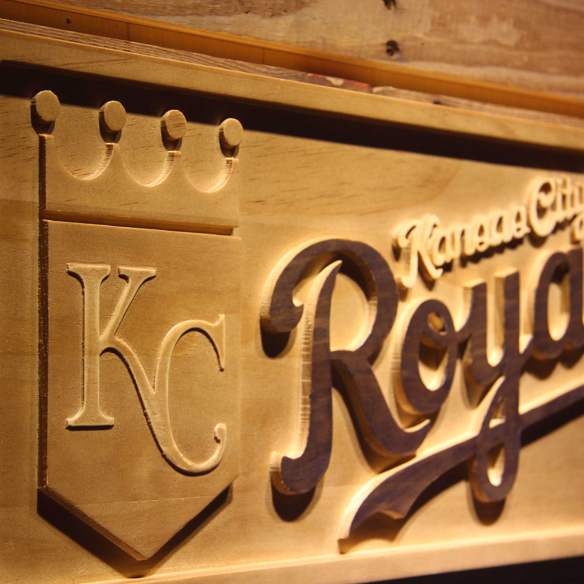 Kansas City Royals 3D Wooden Engrave Sign