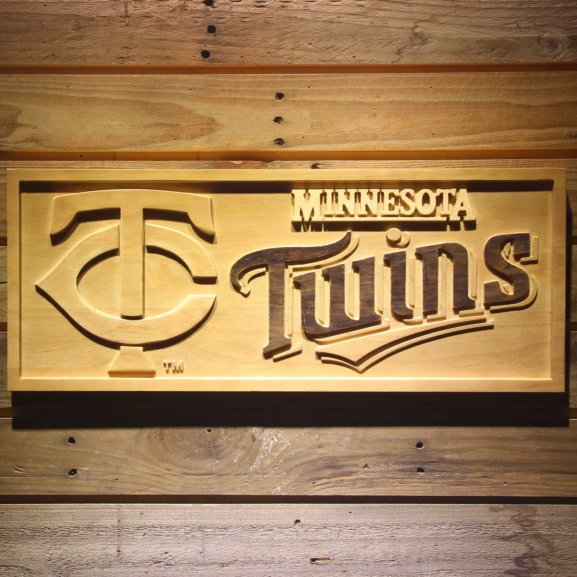 Minnesota Twins 3D Wooden Engrave Sign