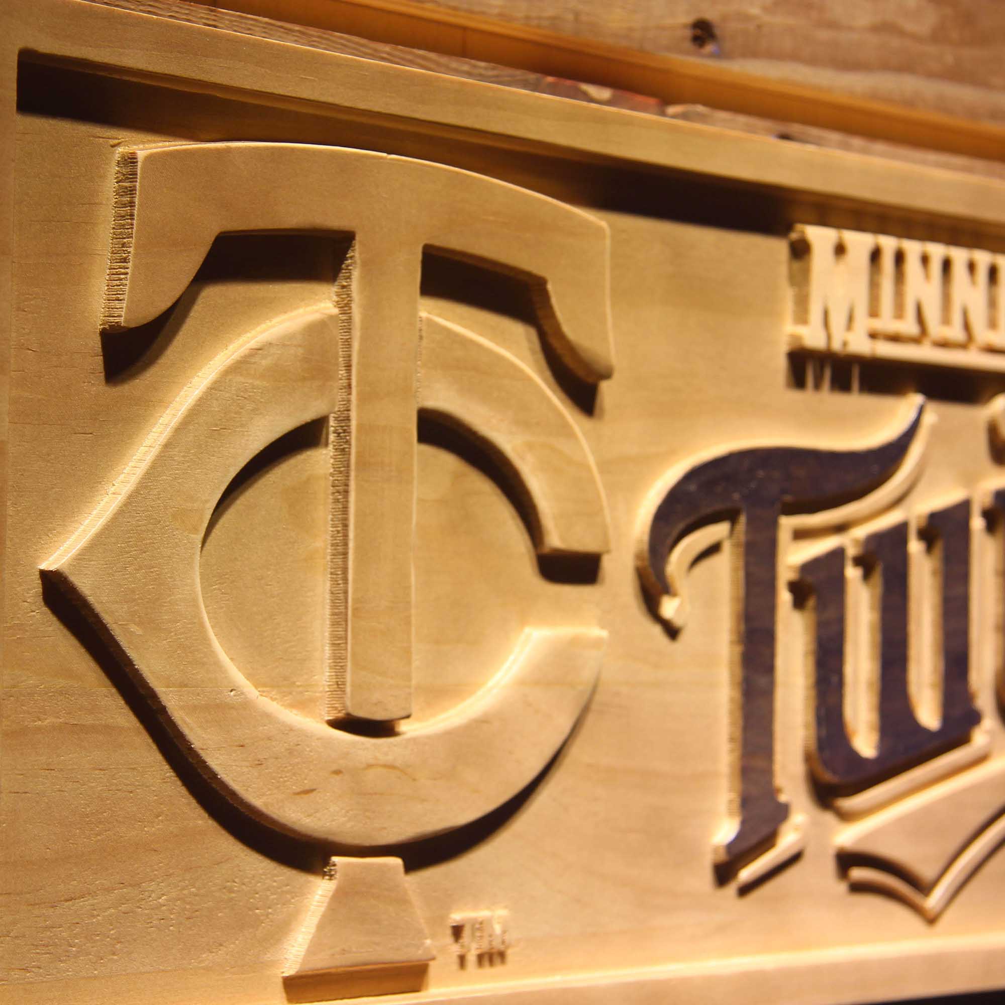 Minnesota Twins 3D Wooden Engrave Sign