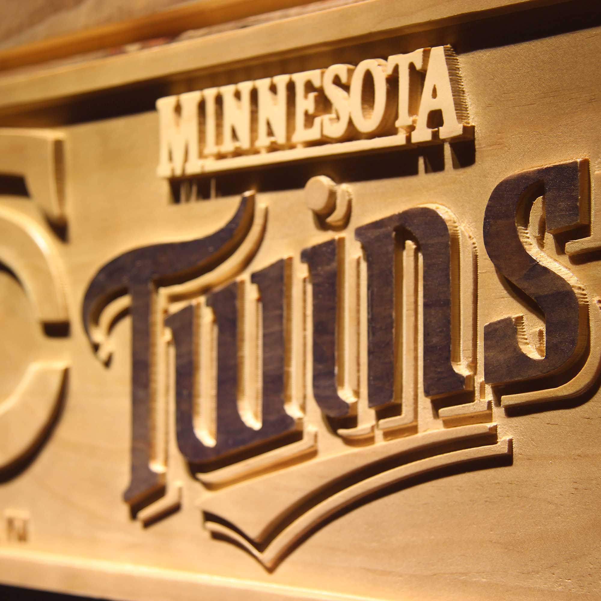 Minnesota Twins 3D Wooden Engrave Sign