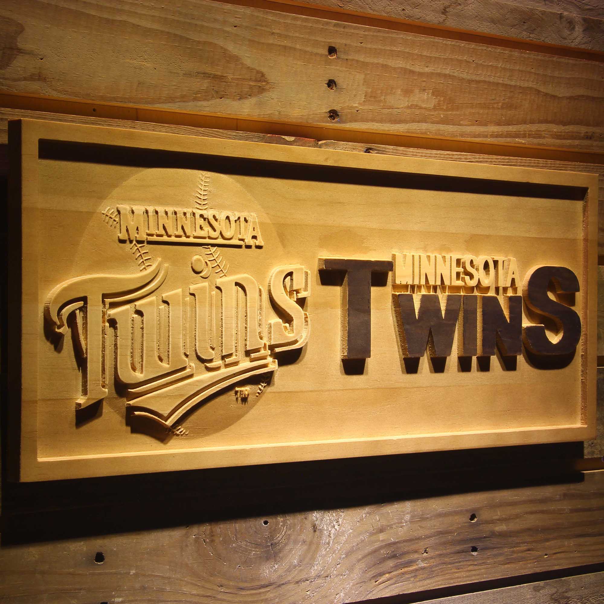 Minnesota Twins 3D Wooden Engrave Sign