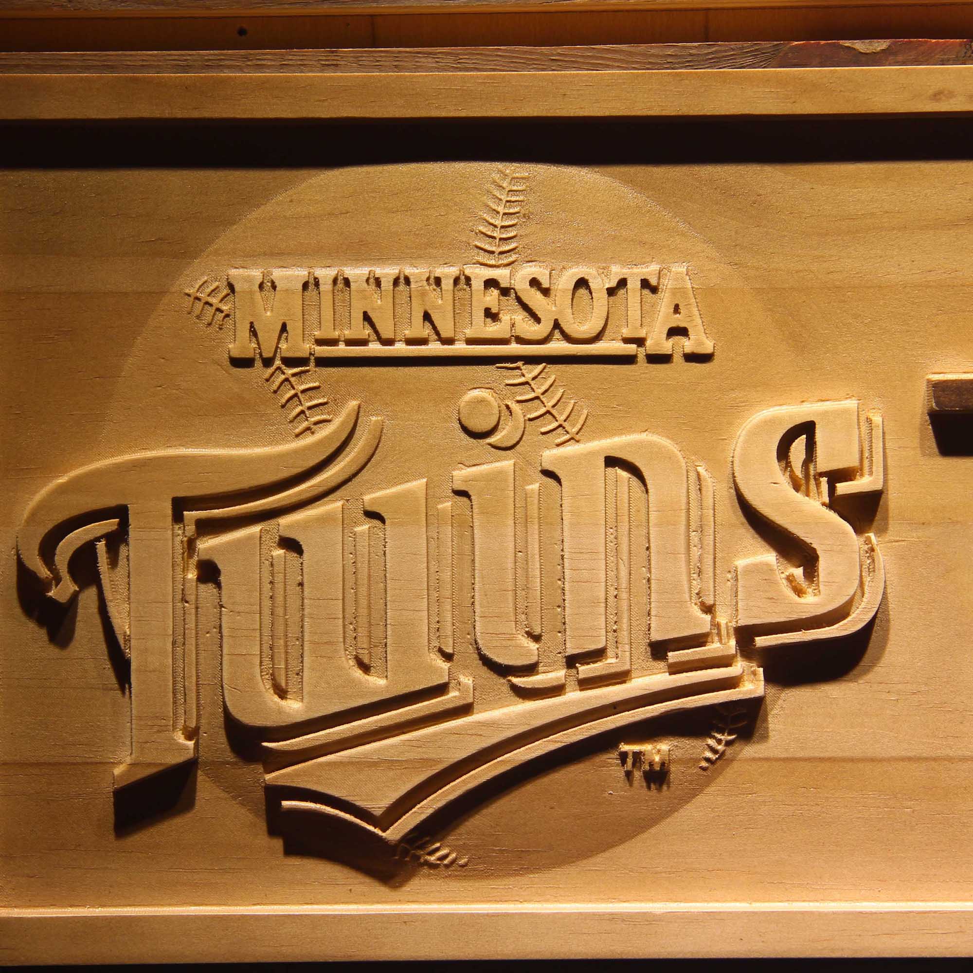 Minnesota Twins 3D Wooden Engrave Sign