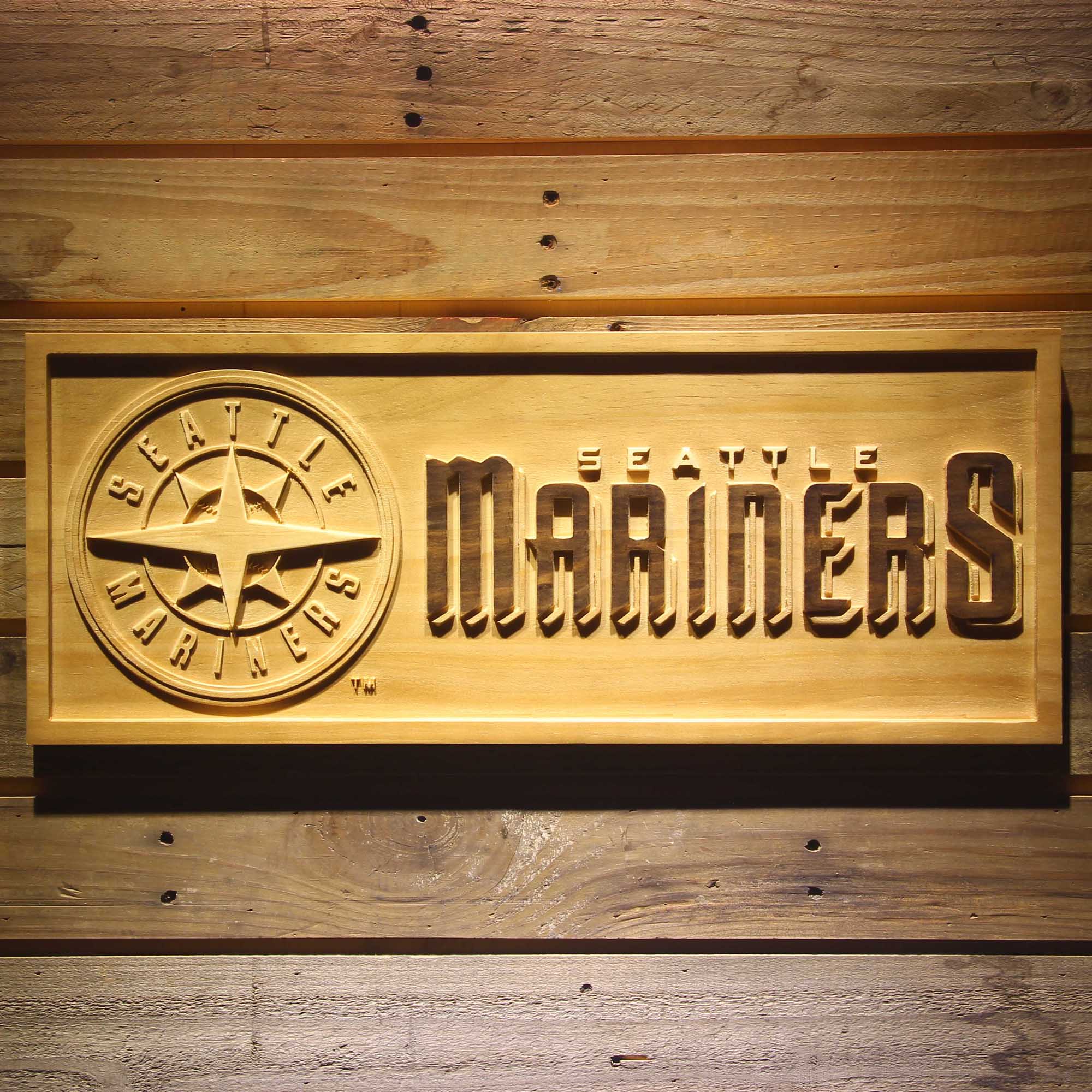 Seattle Mariners 3D Wooden Engrave Sign