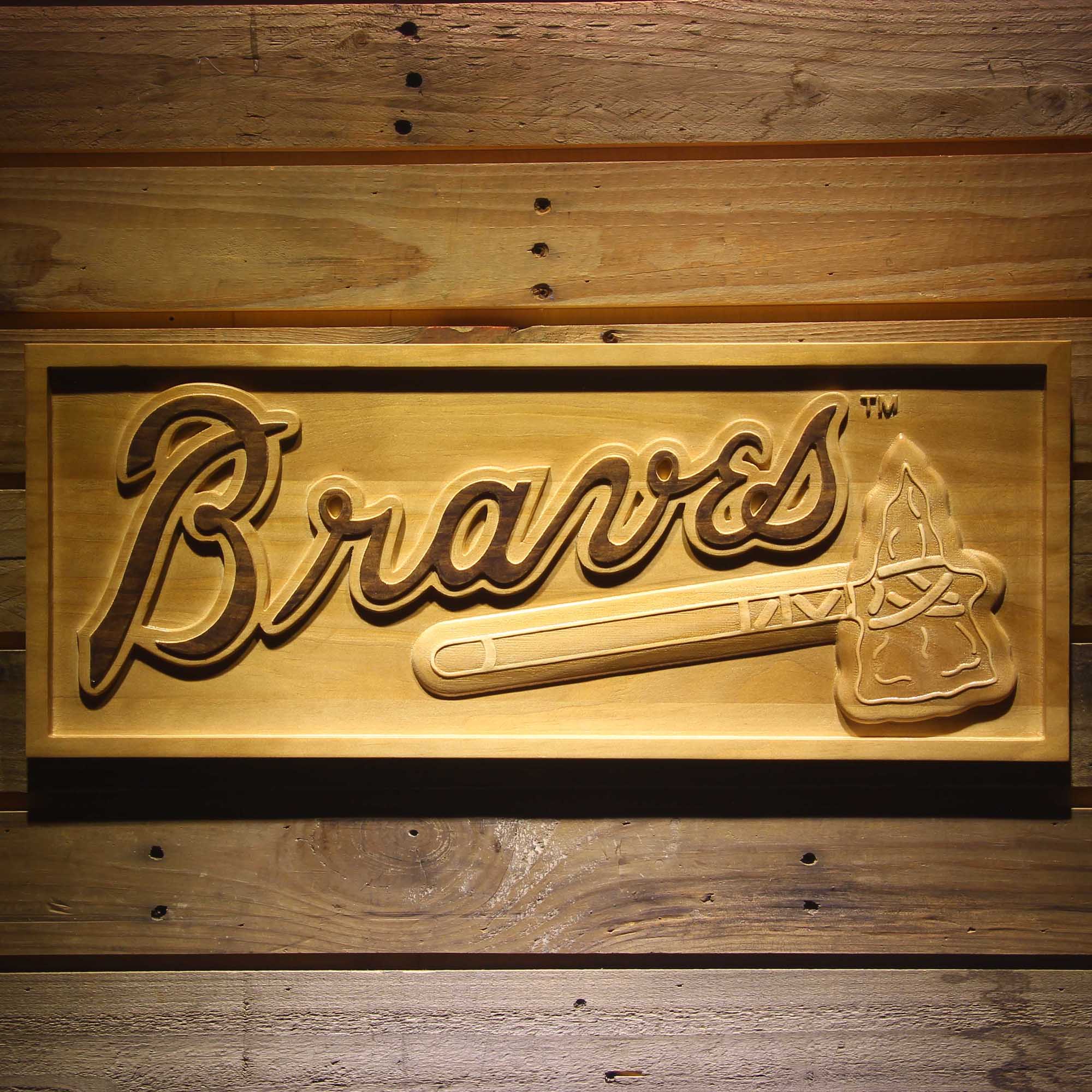 Atlanta Braves 3D Wooden Engrave Sign