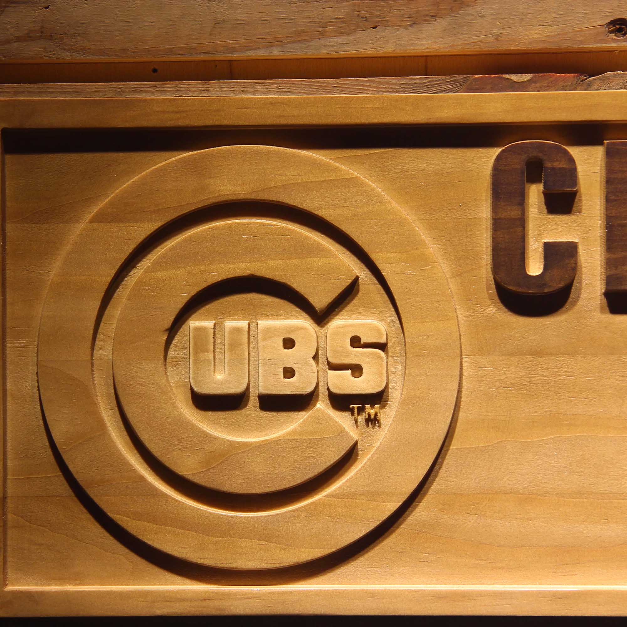 Chicago Cubs 3D Wooden Engrave Sign