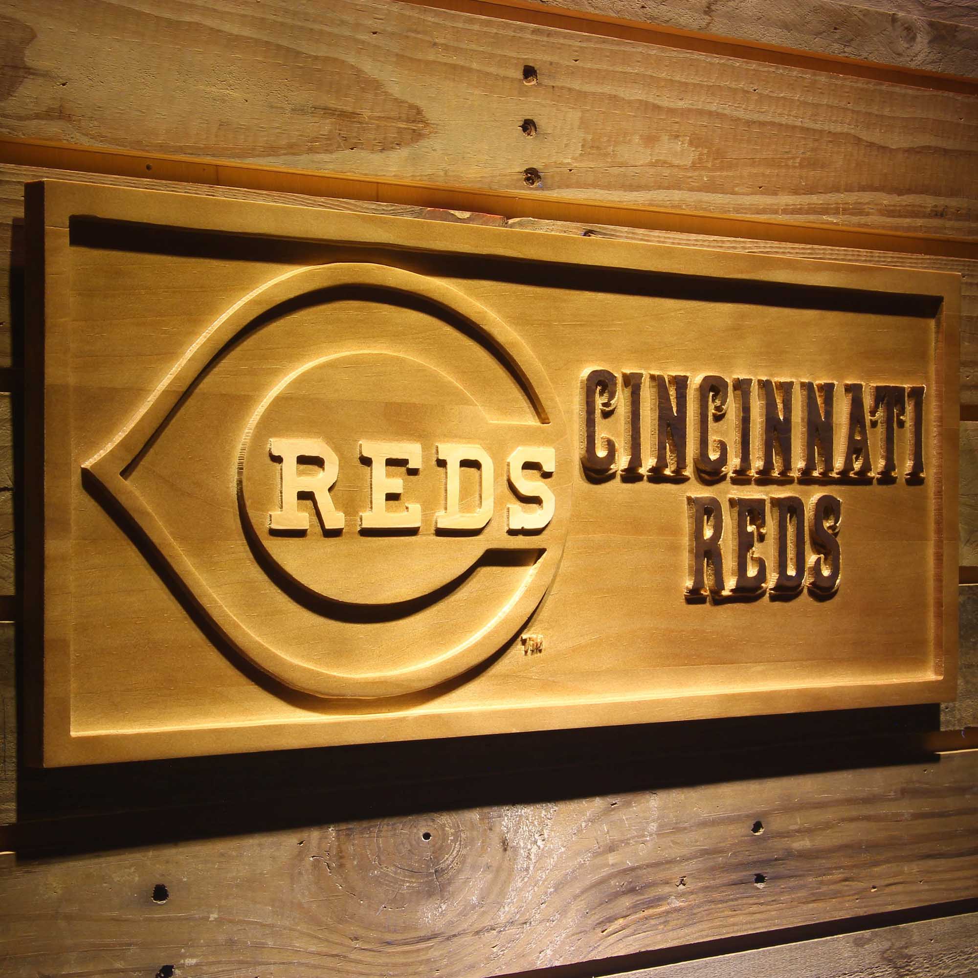 Cincinnati Reds 3D Wooden Engrave Sign