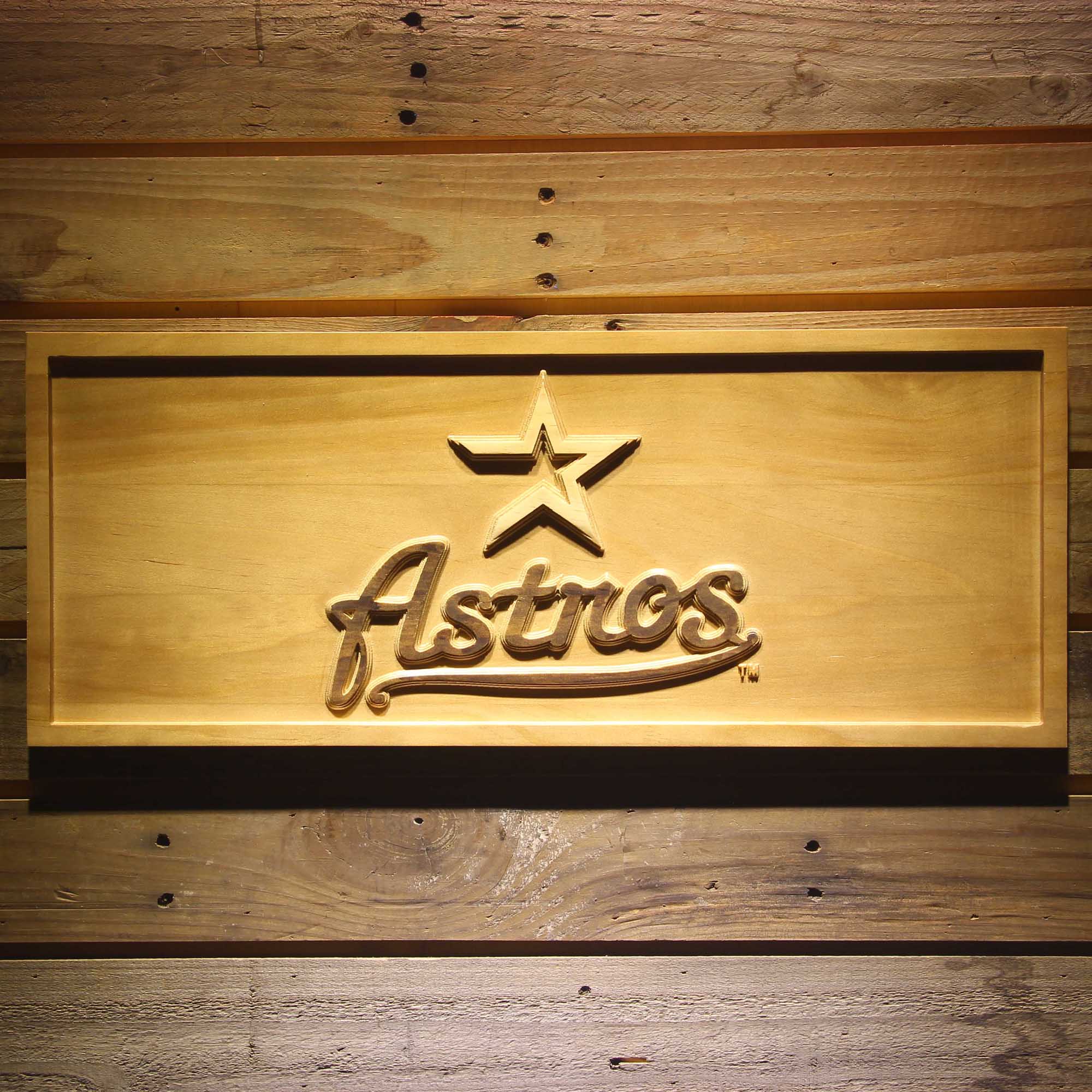 Houston Astros 3D Wooden Engrave Sign