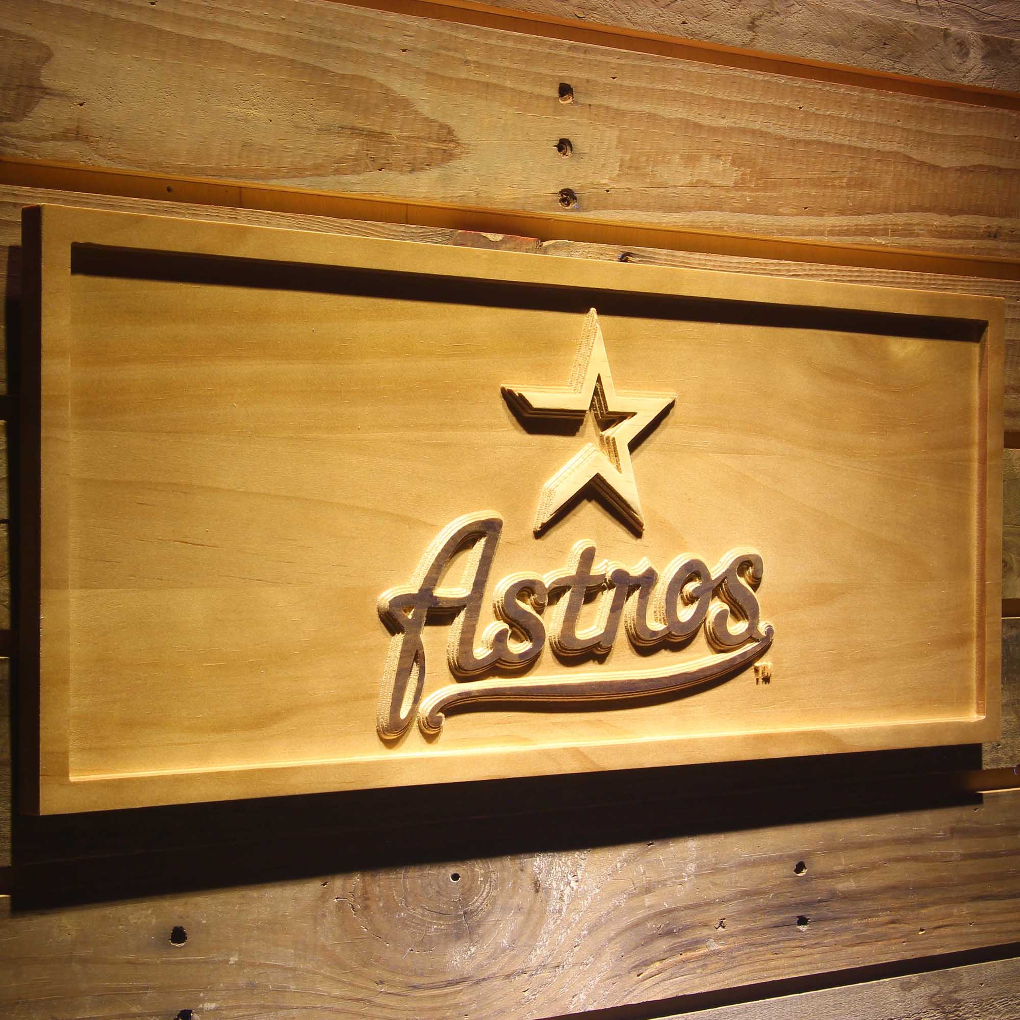 Houston Astros 3D Wooden Engrave Sign