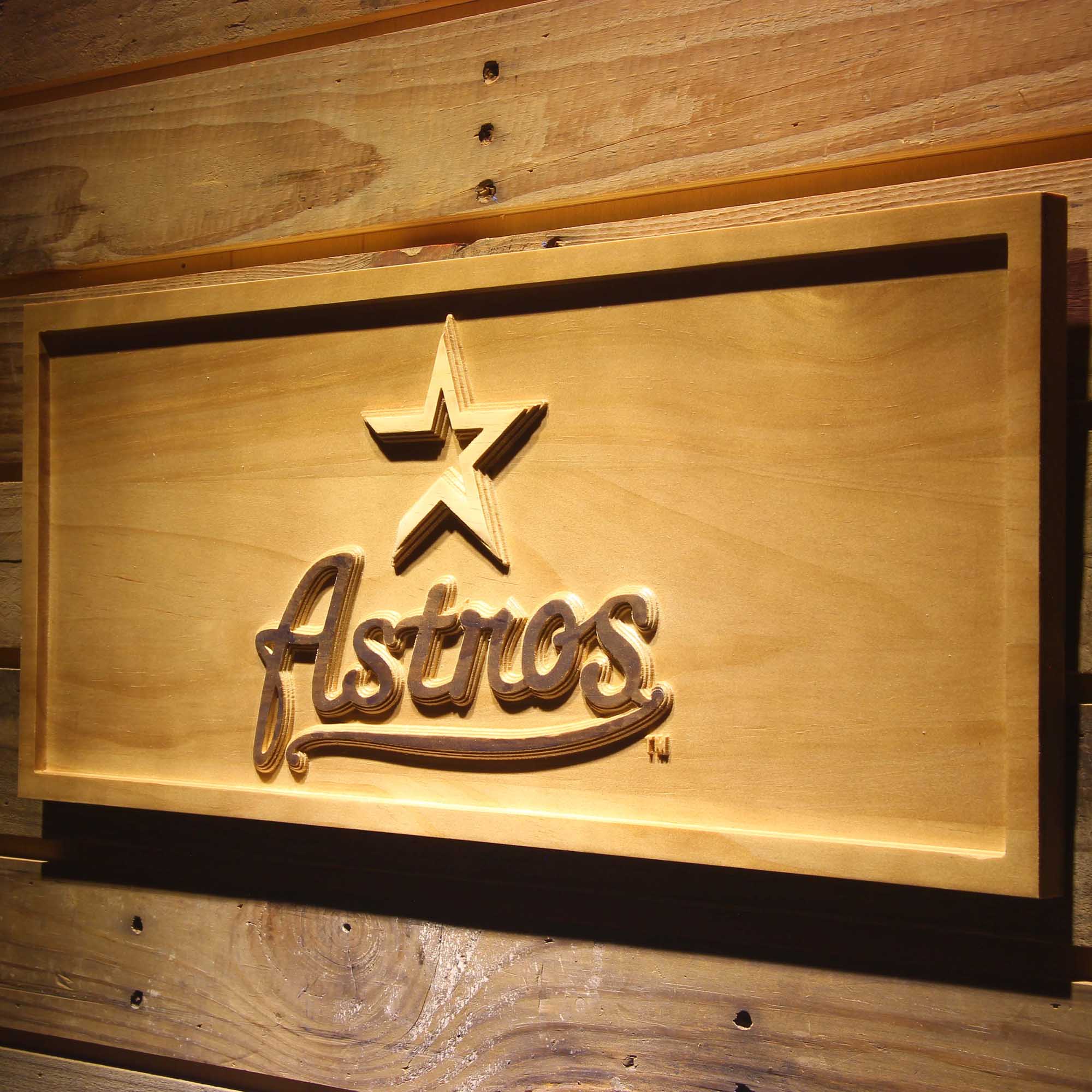 Houston Astros 3D Wooden Engrave Sign