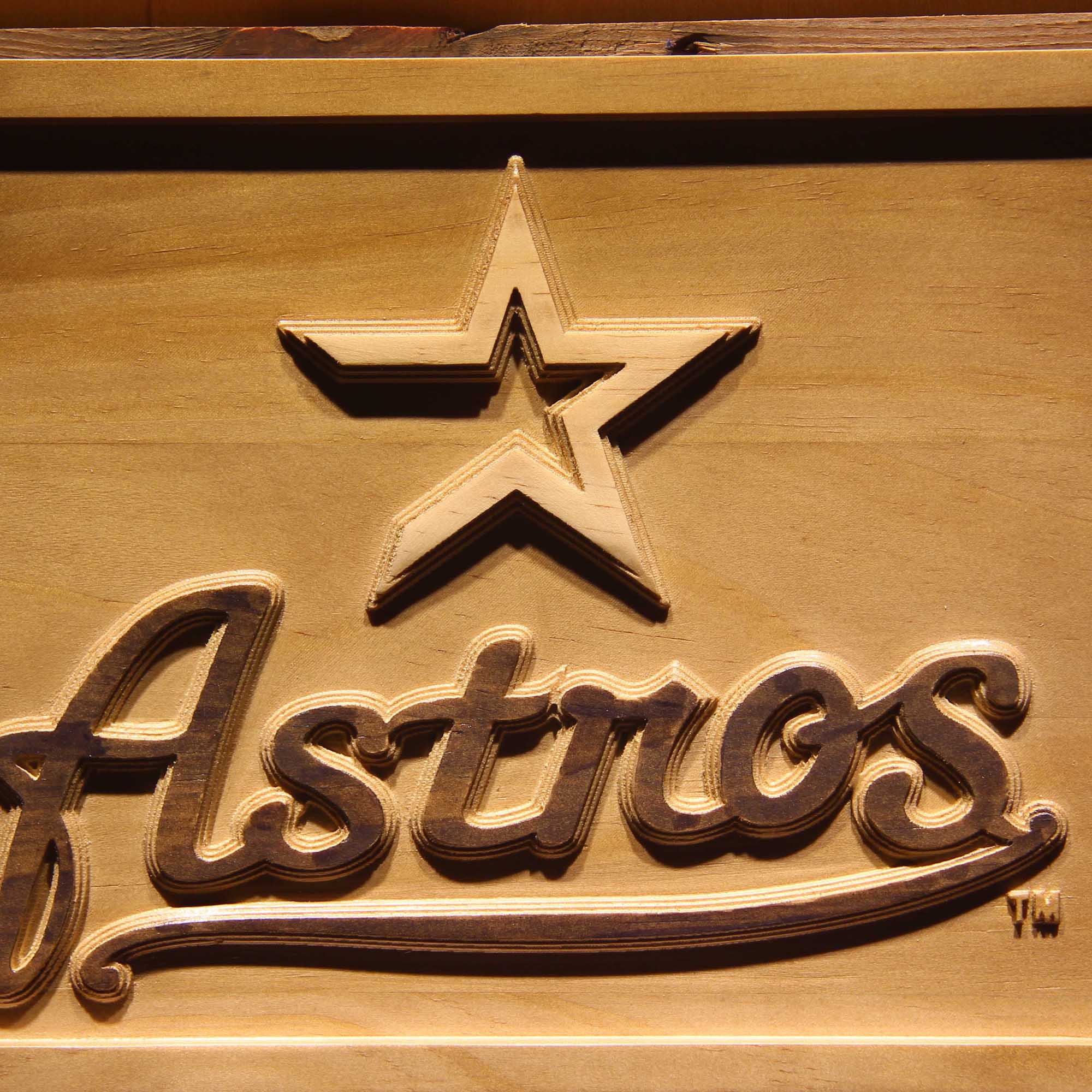 Houston Astros 3D Wooden Engrave Sign