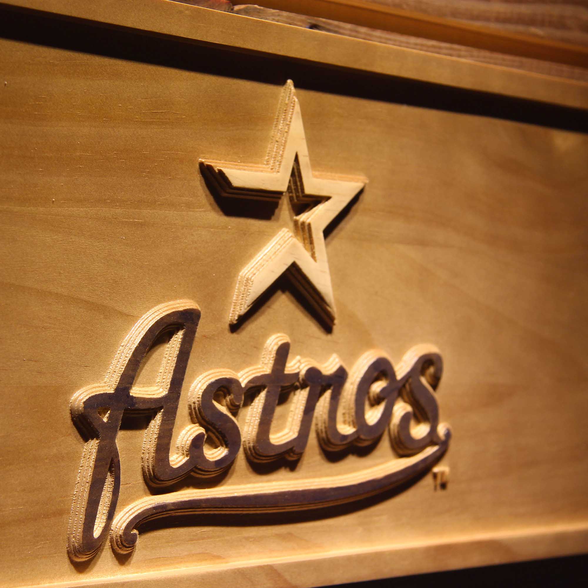 Houston Astros 3D Wooden Engrave Sign