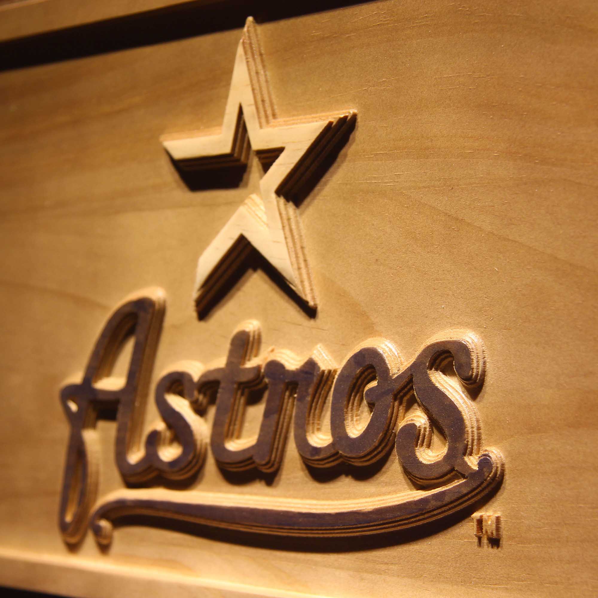 Houston Astros 3D Wooden Engrave Sign