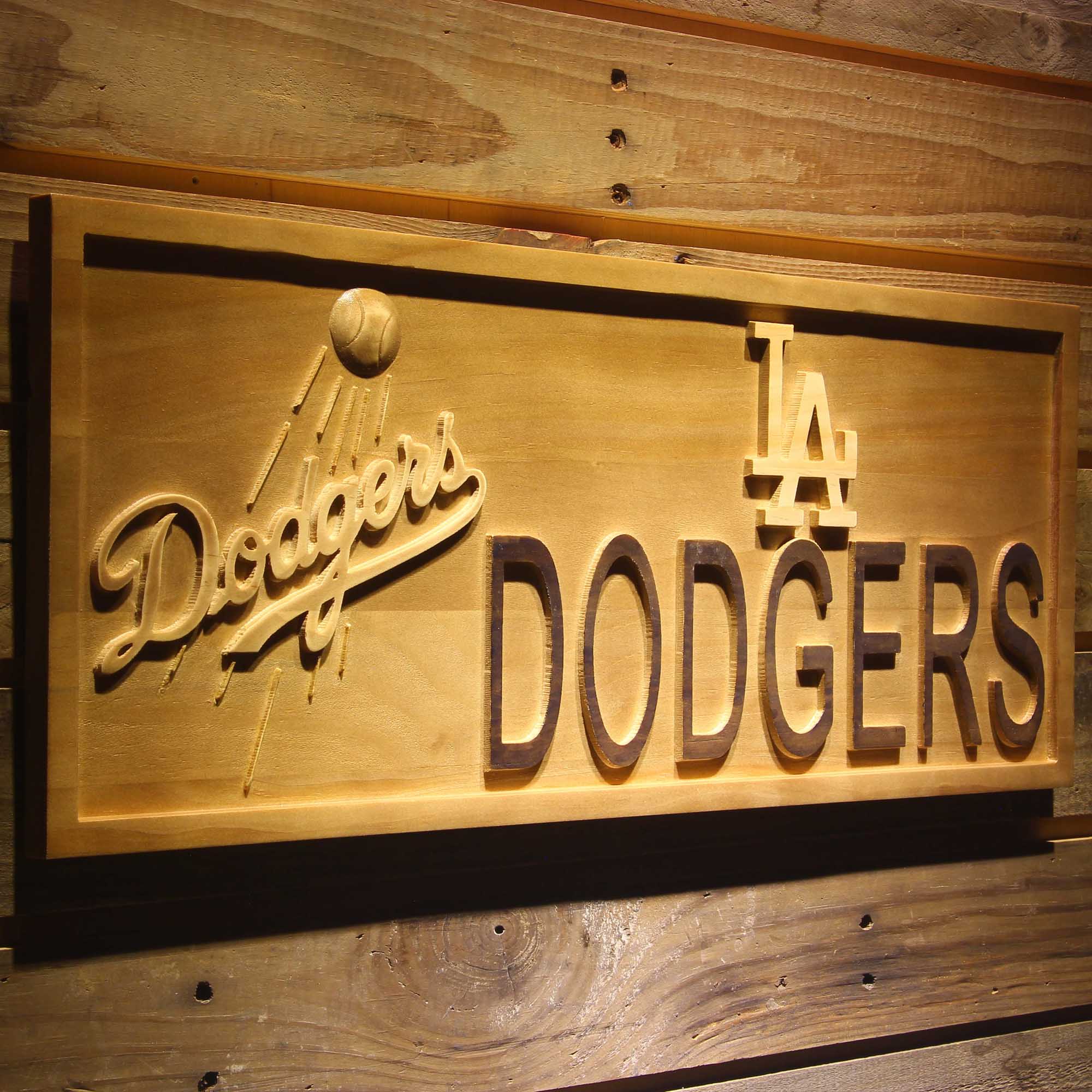 Los Angeles Dodgers 3D Wooden Engrave Sign