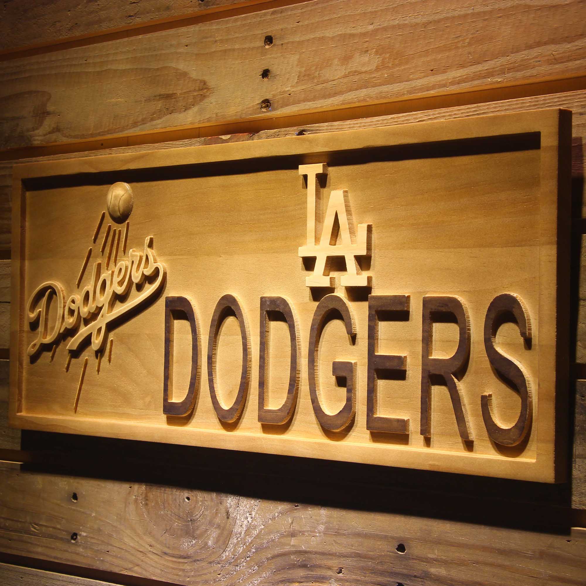 Los Angeles Dodgers 3D Wooden Engrave Sign