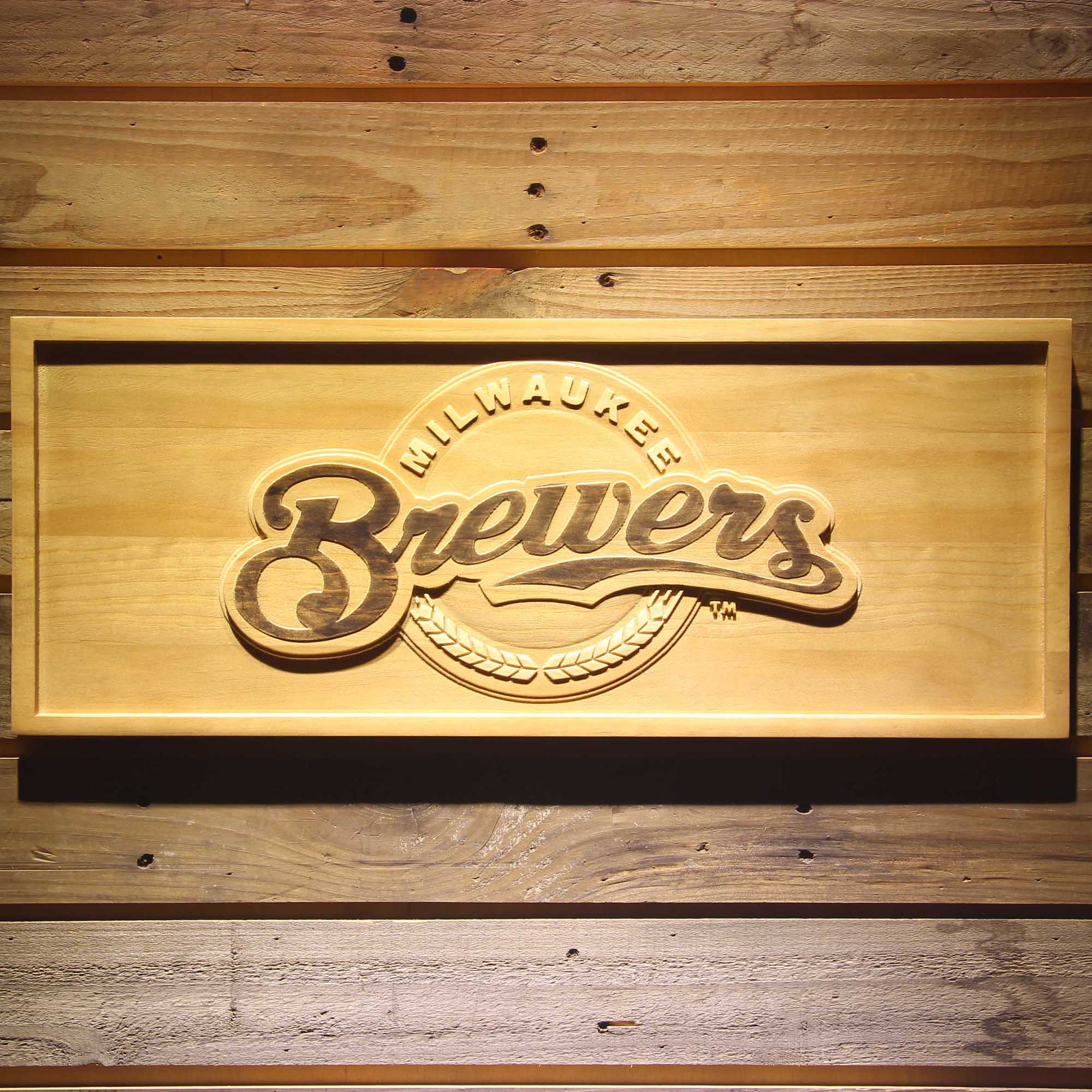 Milwaukee Brewers 3D Wooden Engrave Sign