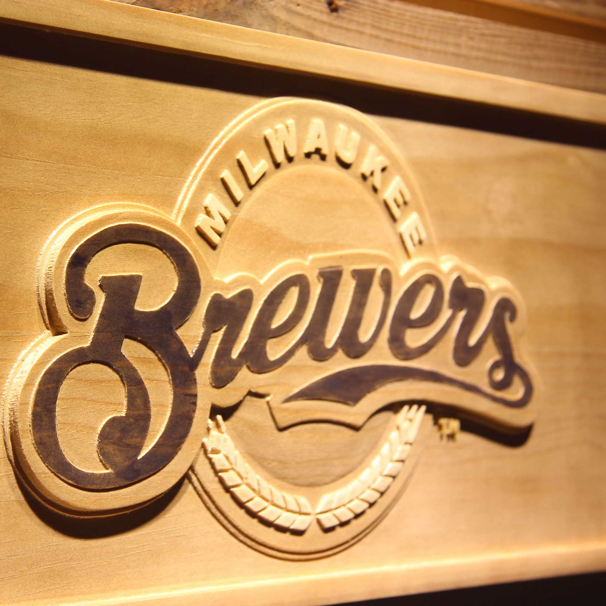 Milwaukee Brewers 3D Wooden Engrave Sign