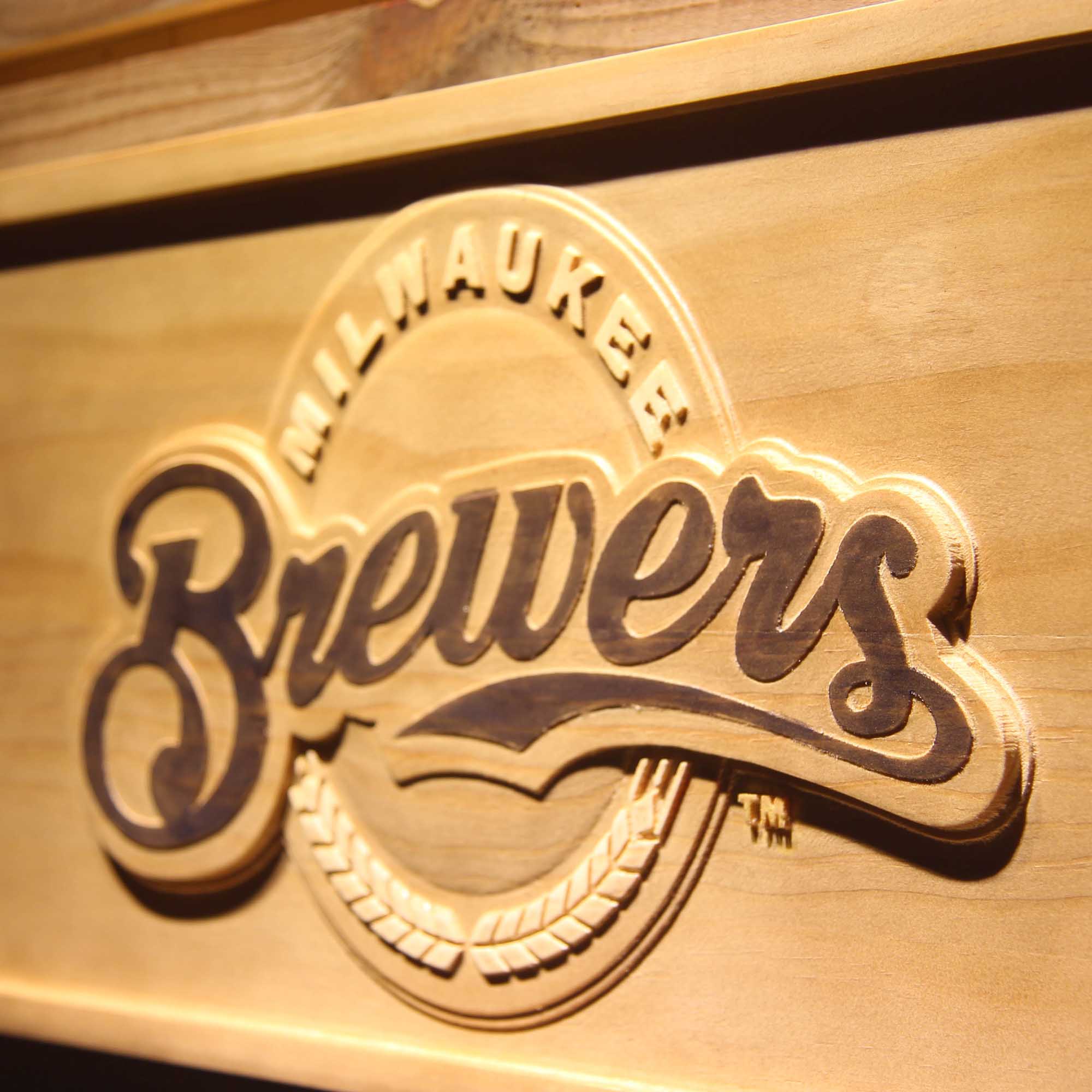 Milwaukee Brewers 3D Wooden Engrave Sign